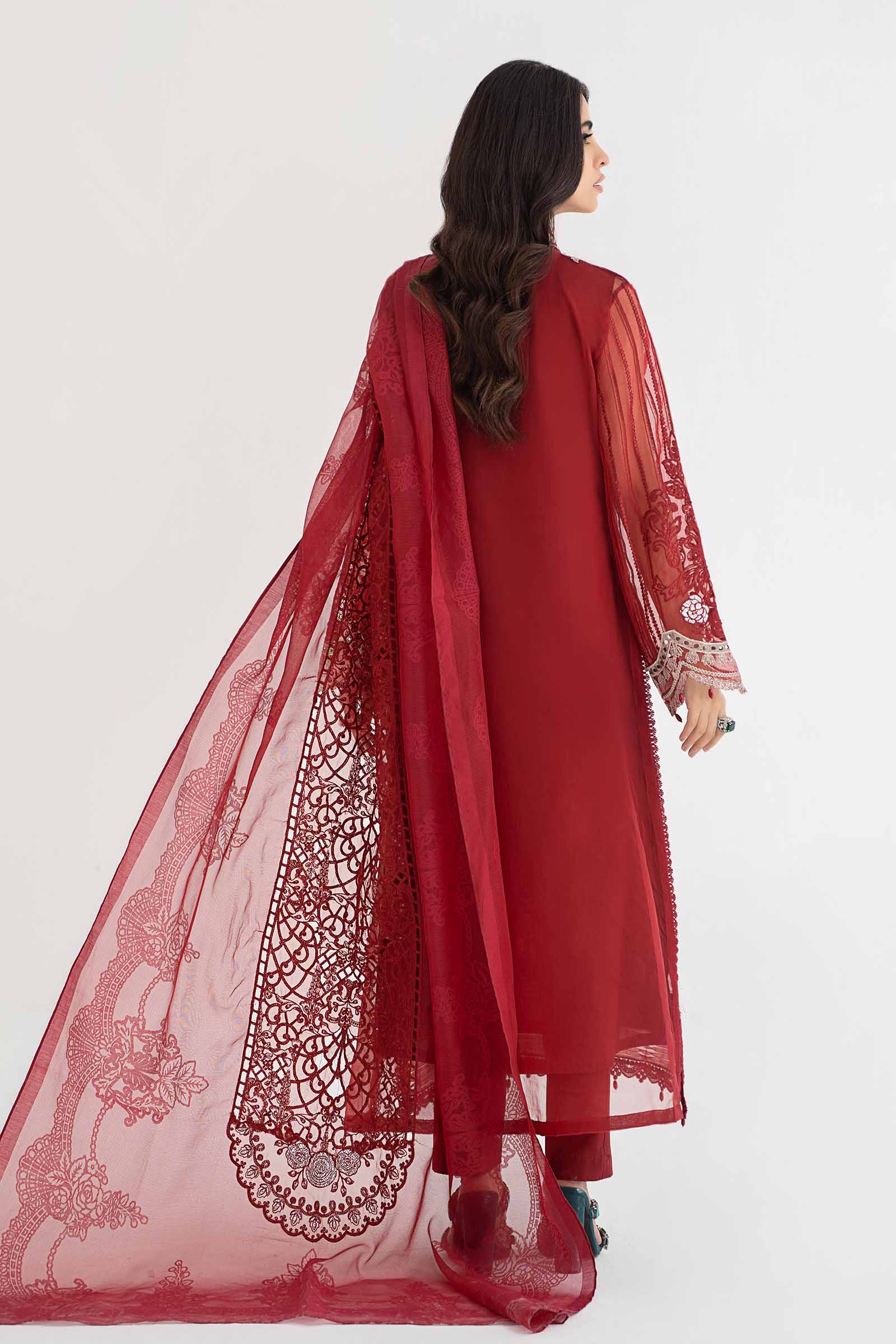3 Piece Embroidered Organza Suit | DS-2401-B - Image 8