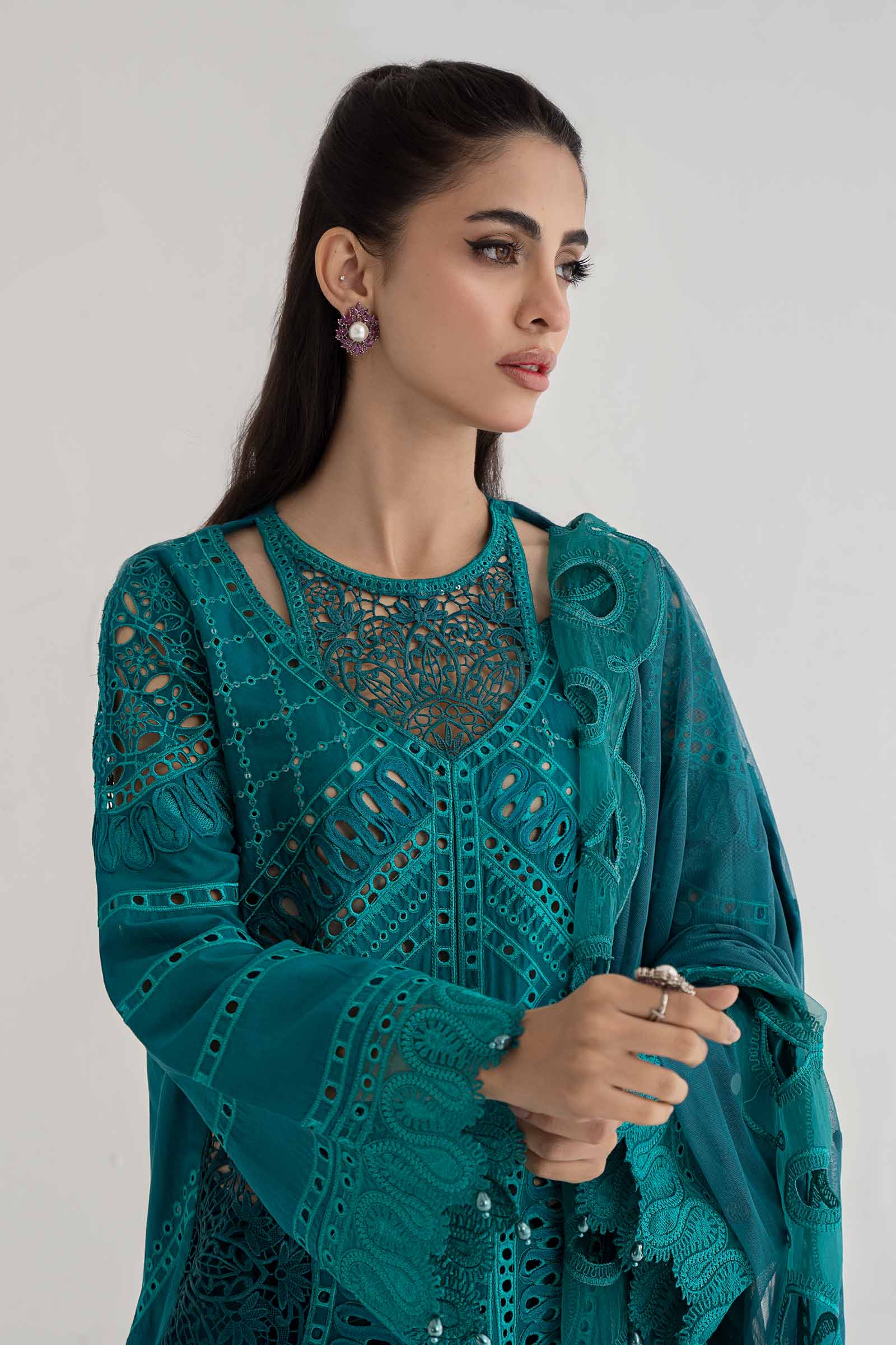 3 Piece Embroidered Lawn Suit | DS-2402-A - Image 3