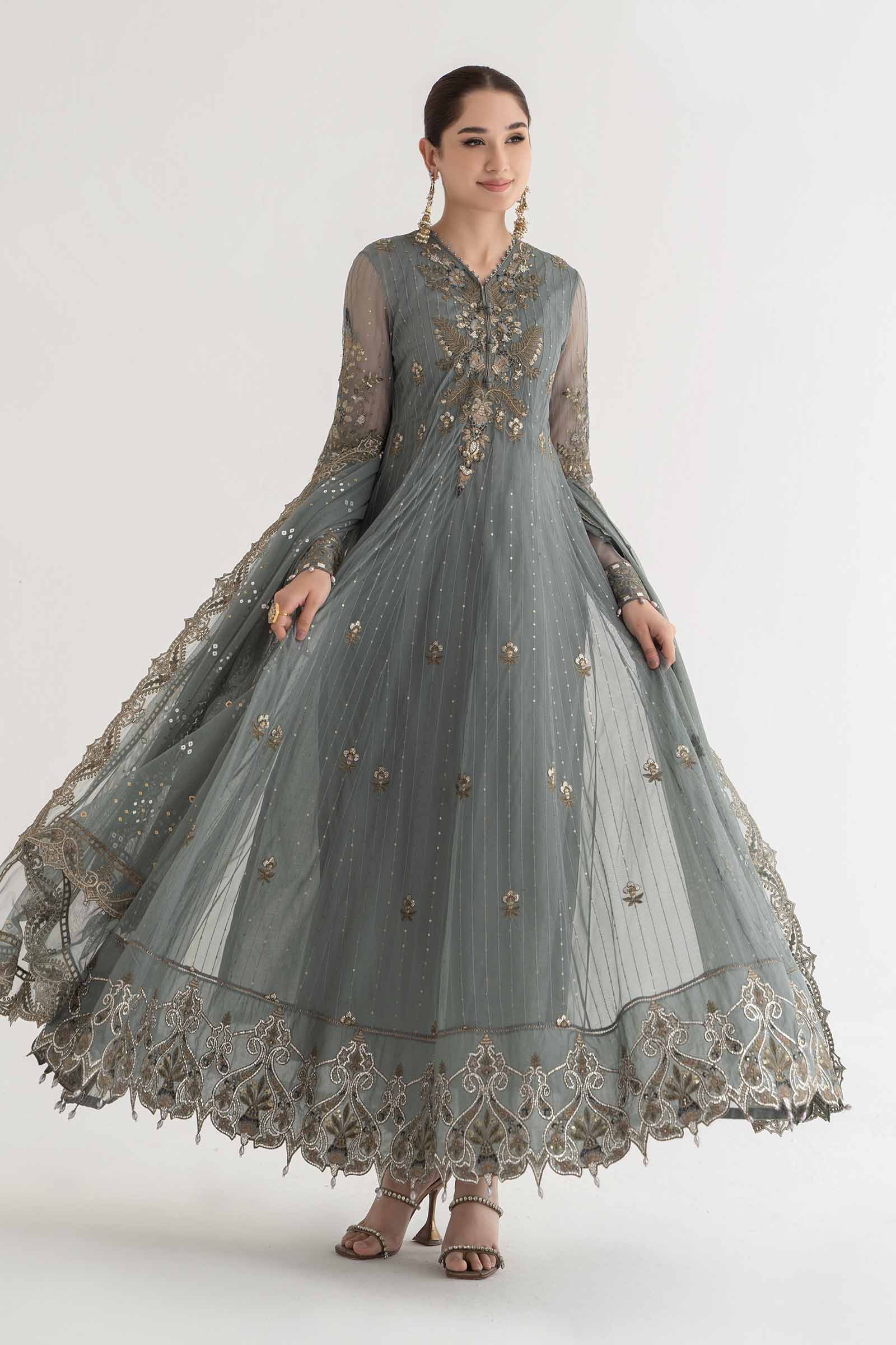 3 Piece Embroidered Net Suit | DS-2403-A - Image 6