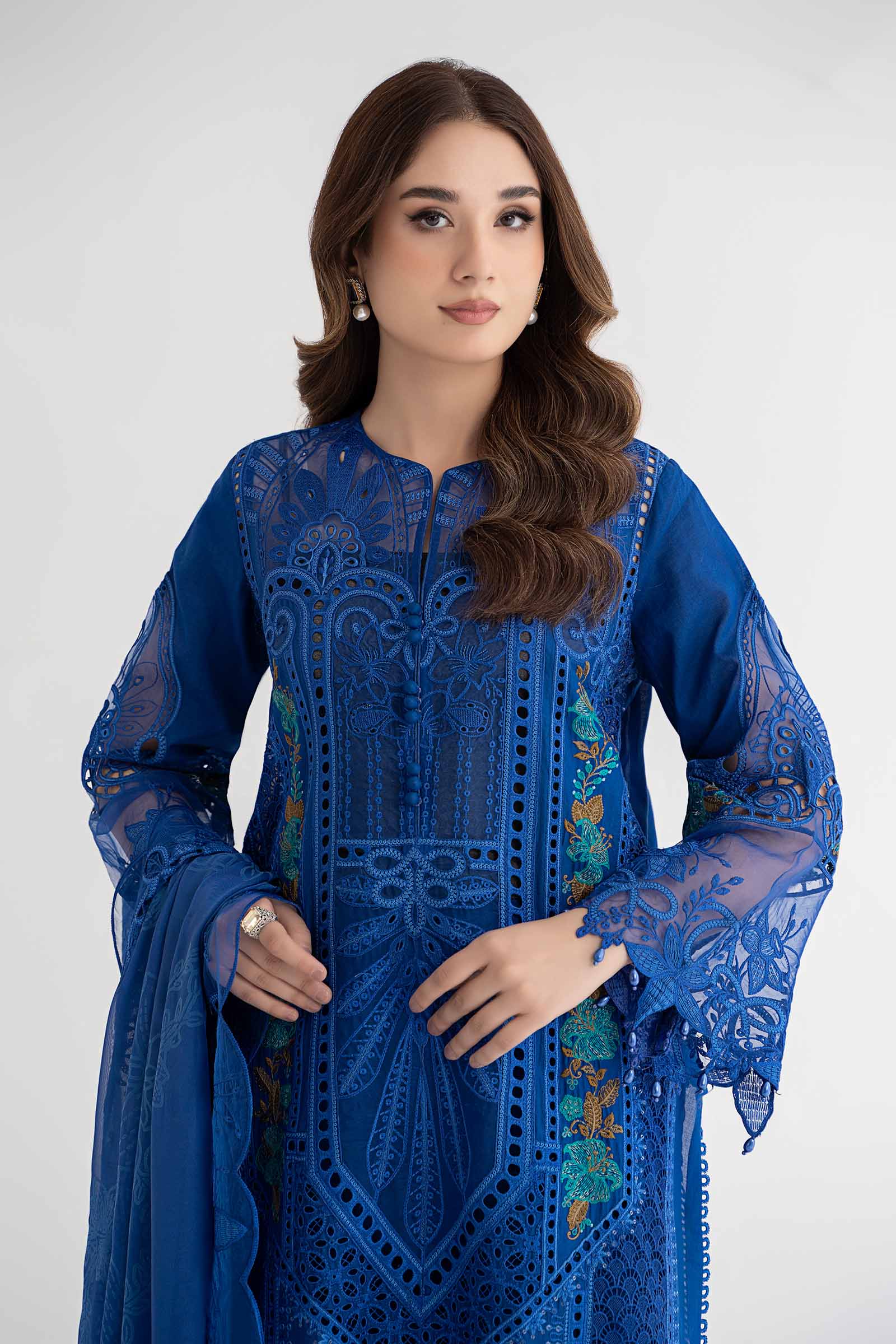 3 Piece Embroidered Lawn Suit | DS-2404-B - Image 2