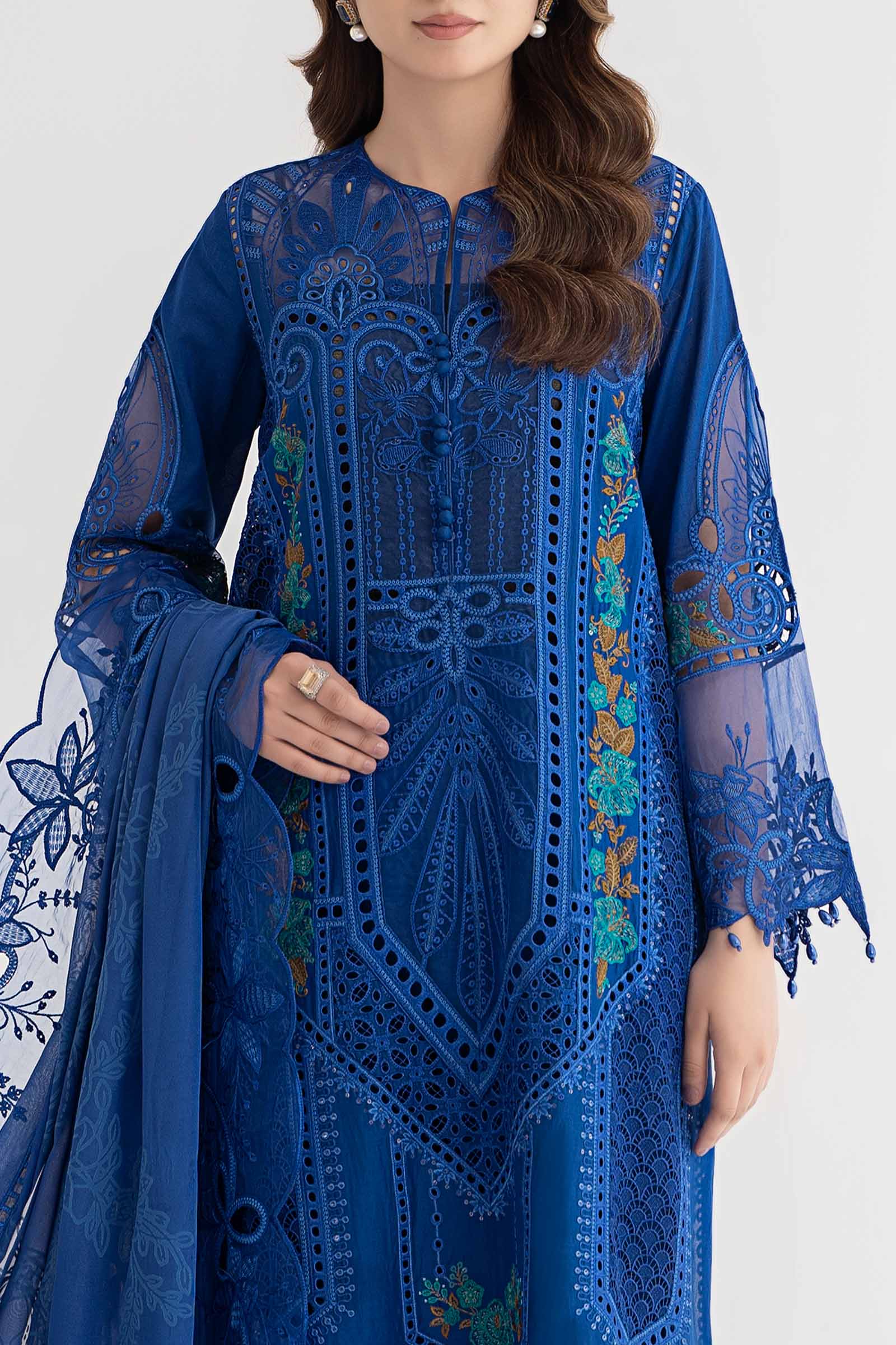 3 Piece Embroidered Lawn Suit | DS-2404-B - Image 5
