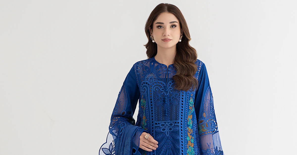 3 Piece Embroidered Lawn Suit | DS-2404-B - Image 8