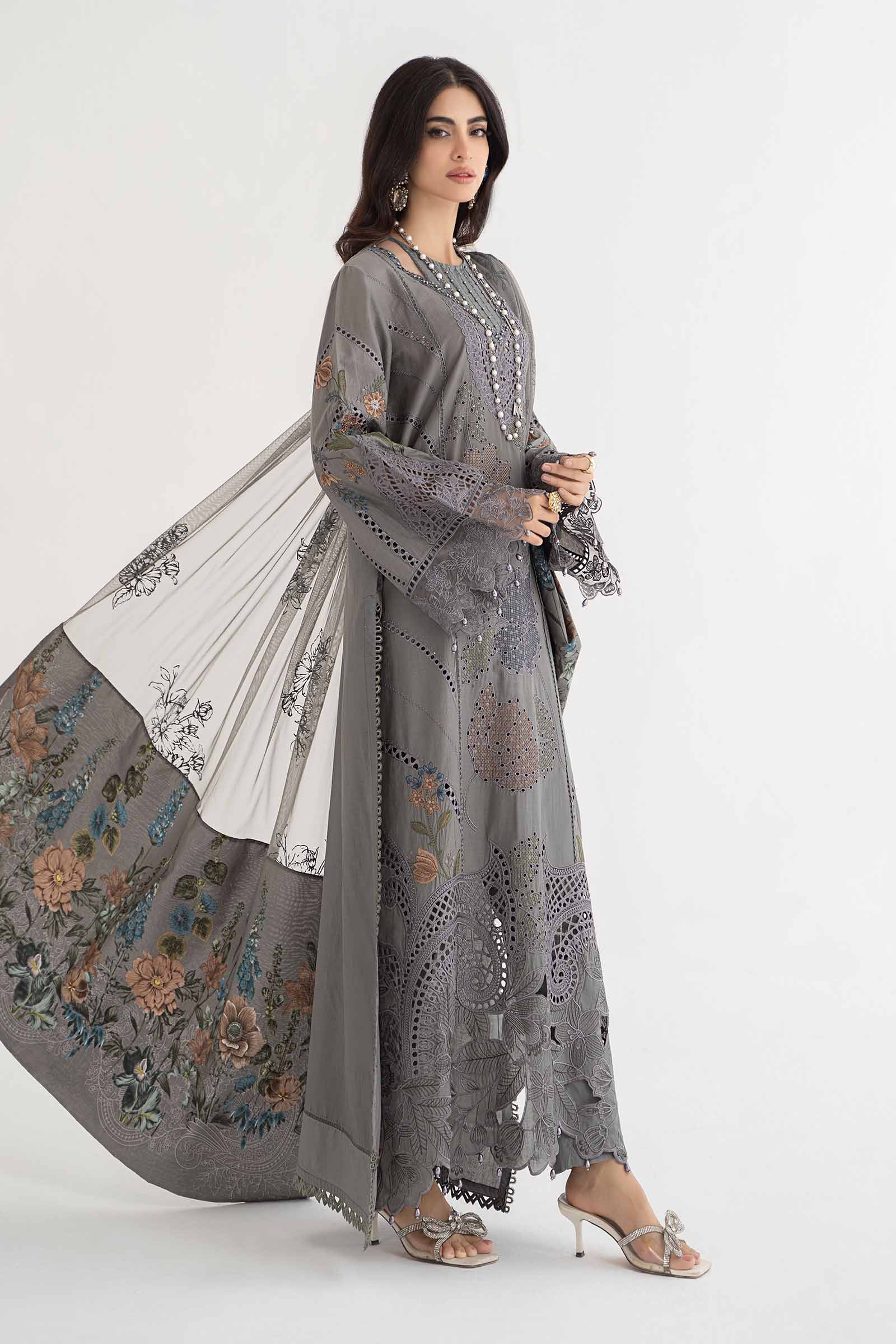 3 Piece Embroidered Lawn Suit | DS-2407-B - Image 5