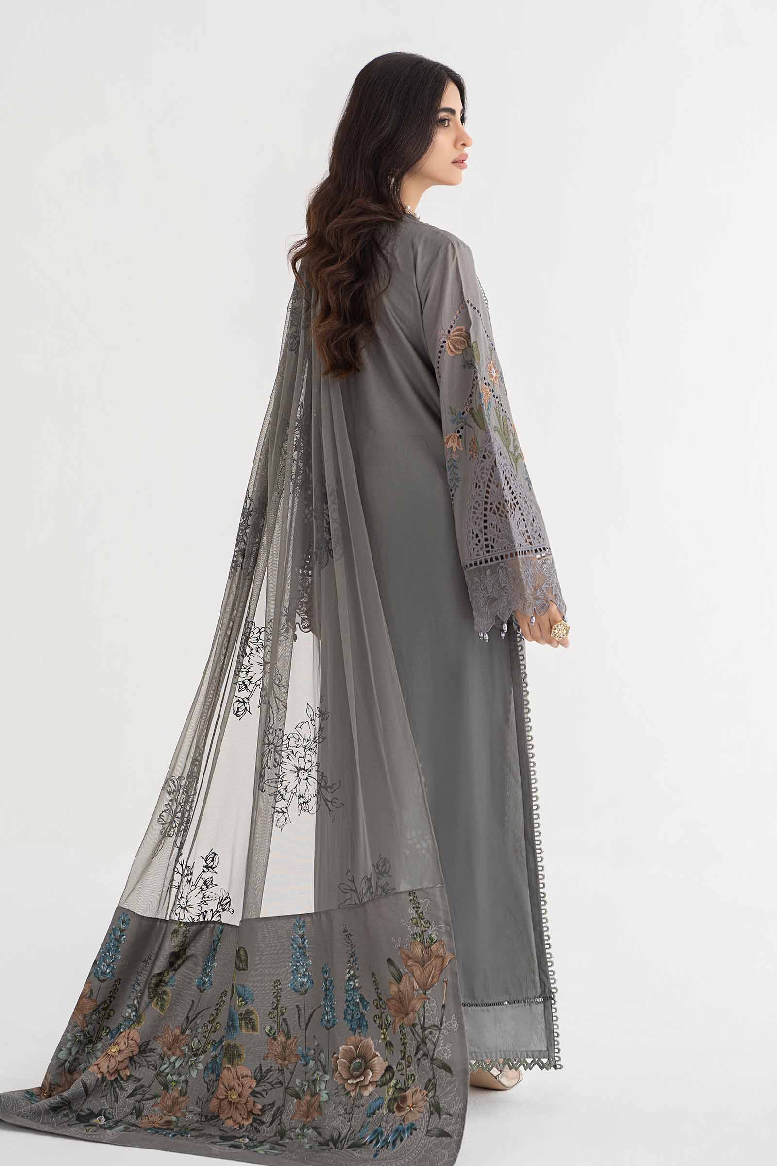 3 Piece Embroidered Lawn Suit | DS-2407-B - Image 6