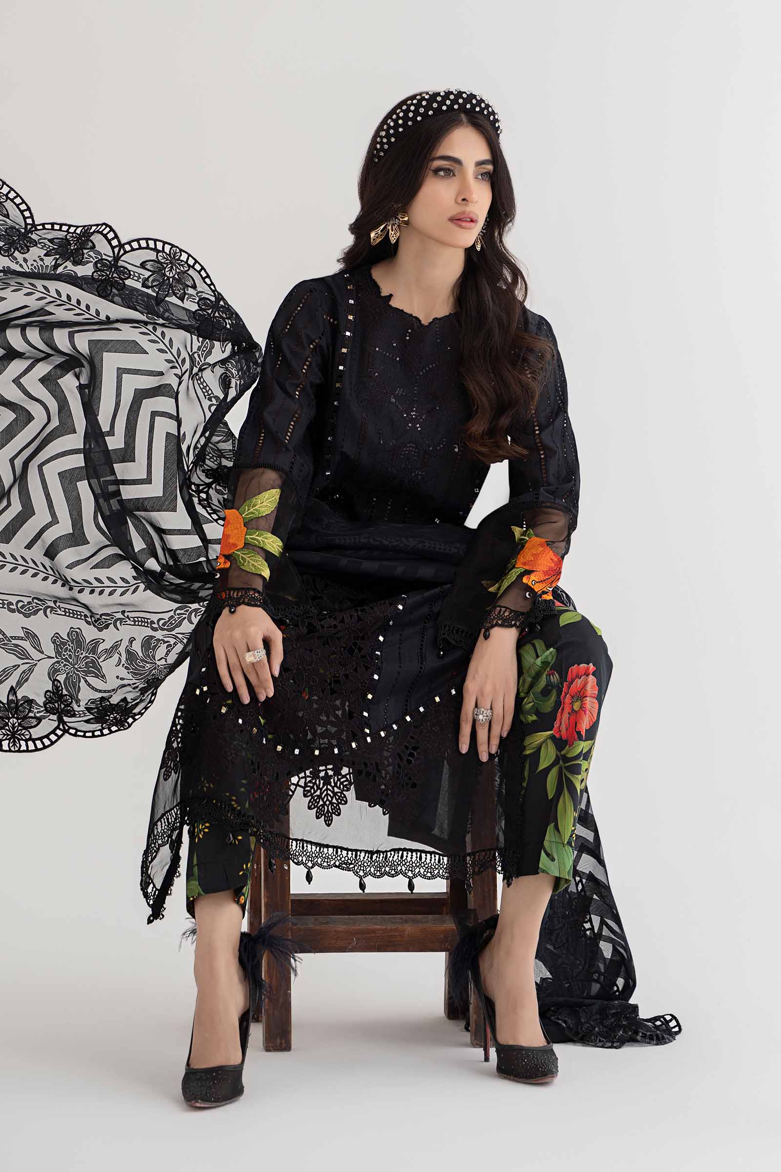 3 Piece Embroidered Lawn Suit | DS-2408-B - Image 4