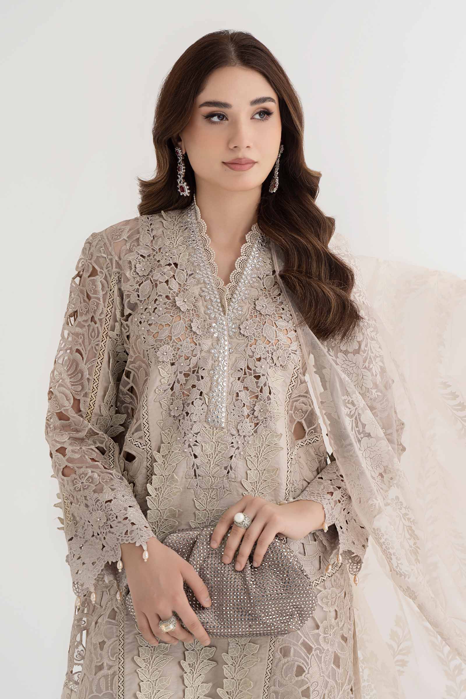3 Piece Embroidered Dobby Lawn Suit | DS-2409-A - Image 3