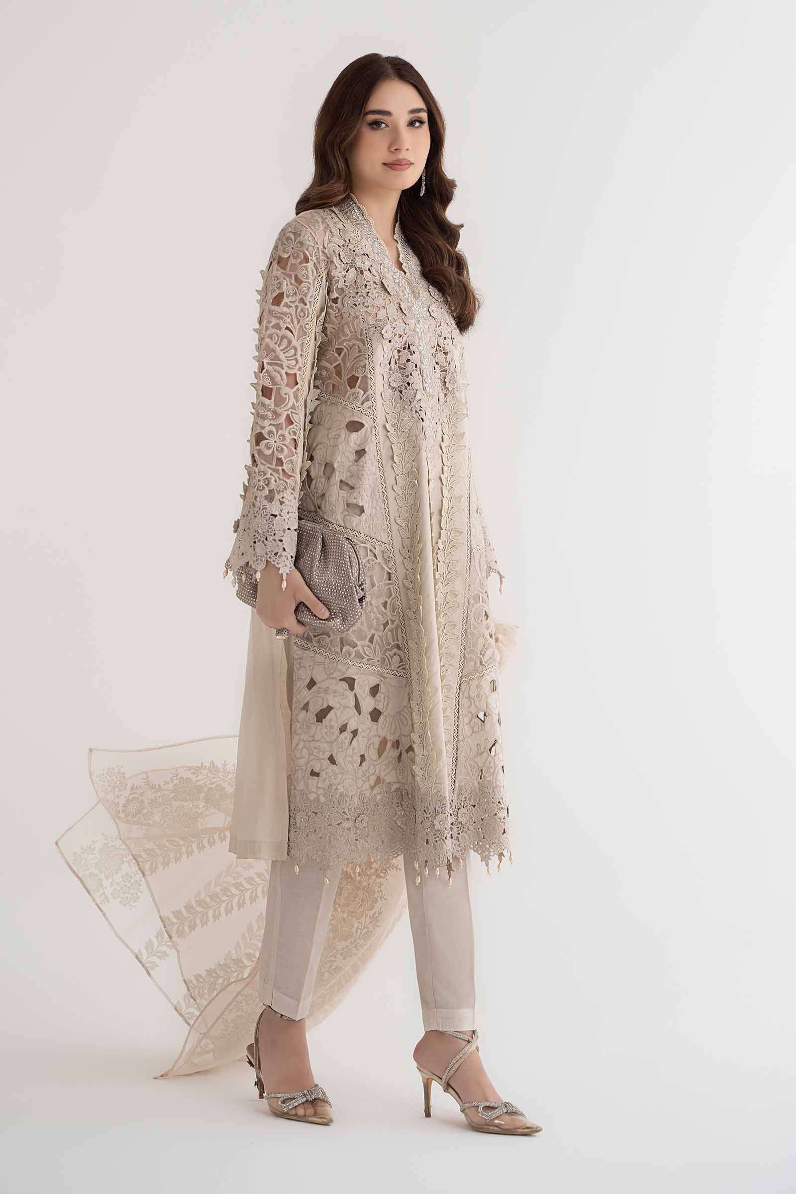 3 Piece Embroidered Dobby Lawn Suit | DS-2409-A - Image 6