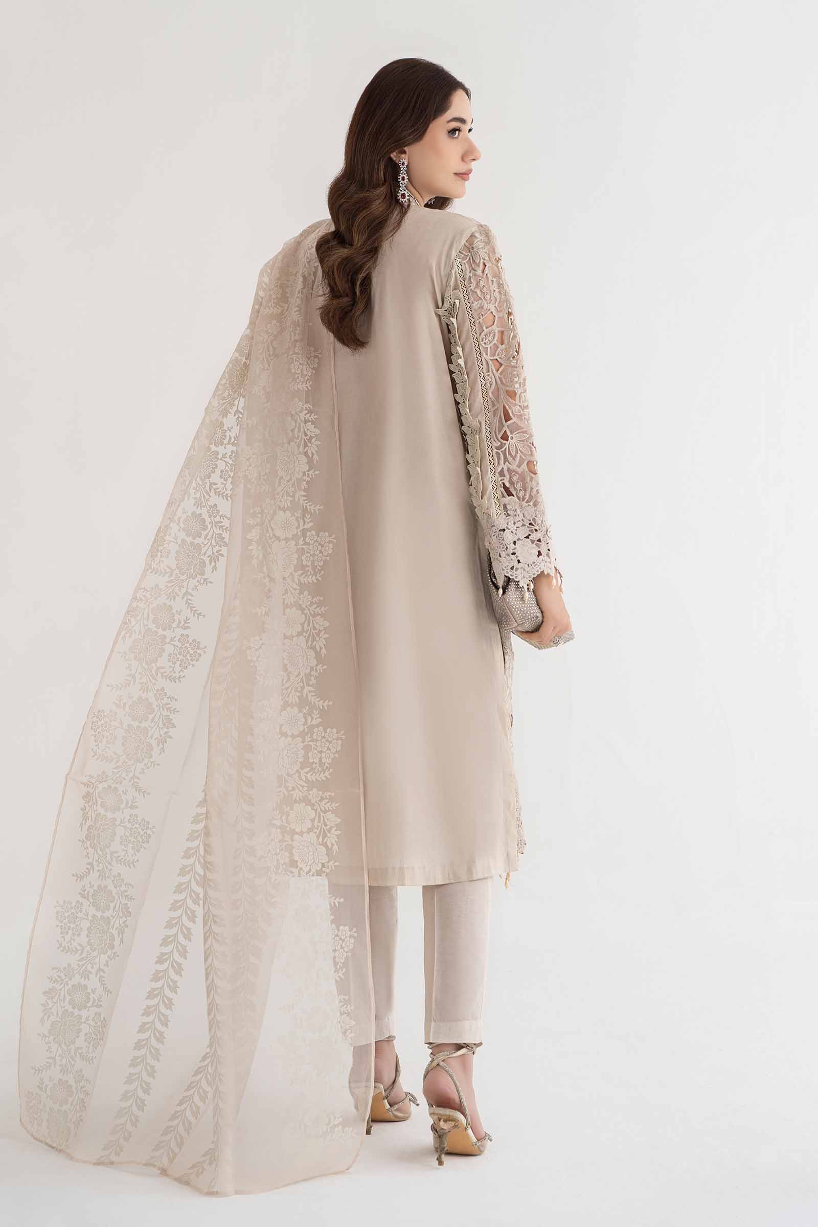 3 Piece Embroidered Dobby Lawn Suit | DS-2409-A - Image 7
