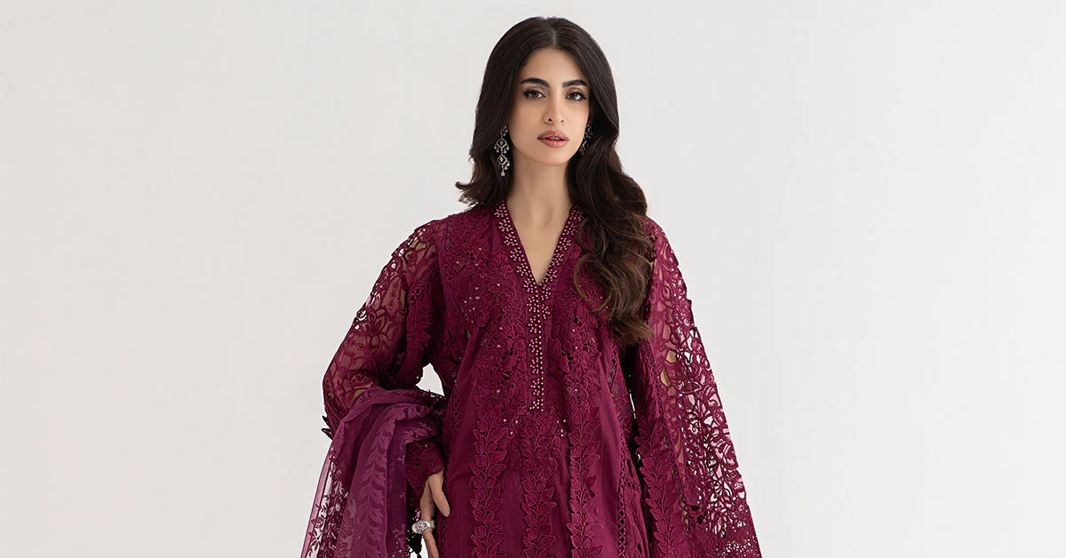 3 Piece Embroidered Dobby Lawn Suit | DS-2409-B - Image 5