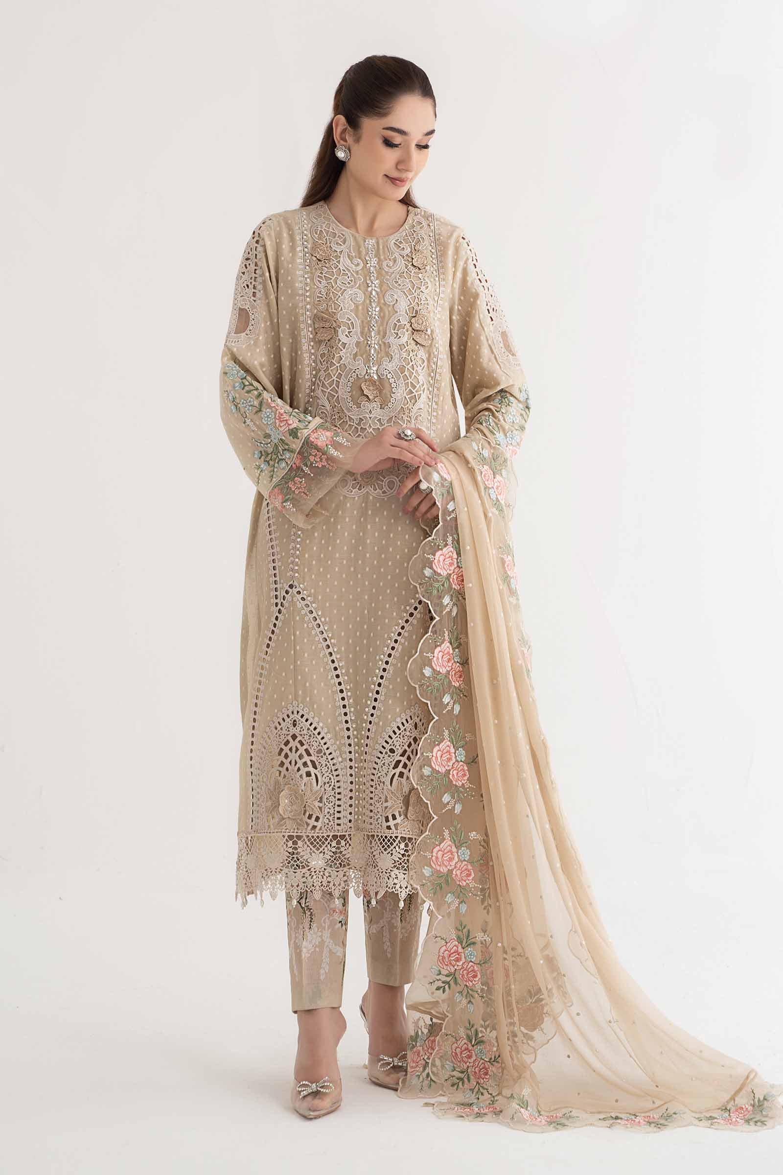 3 Piece Embroidered Broshia Suit | DS-2410-A