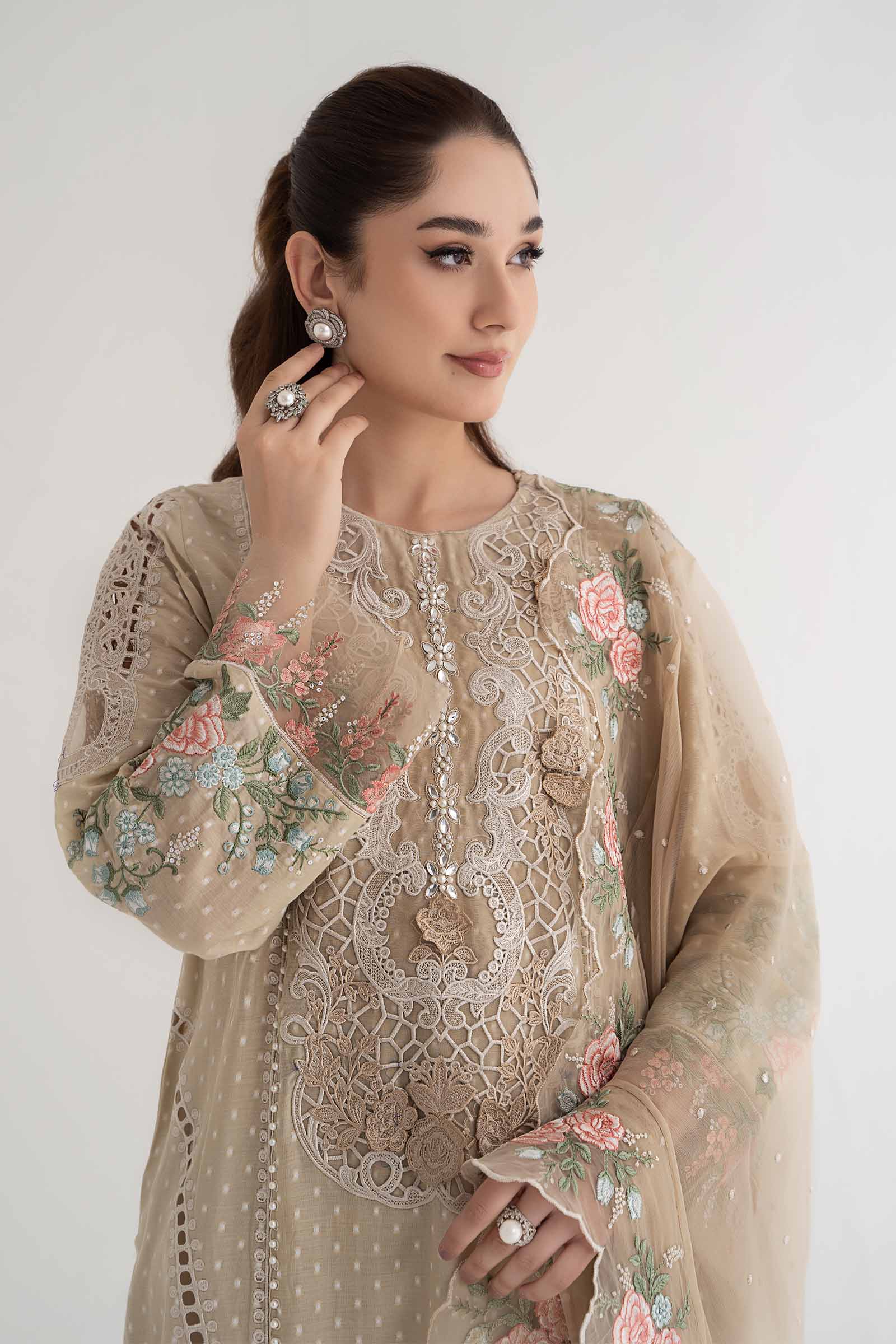 3 Piece Embroidered Broshia Suit | DS-2410-A - Image 2