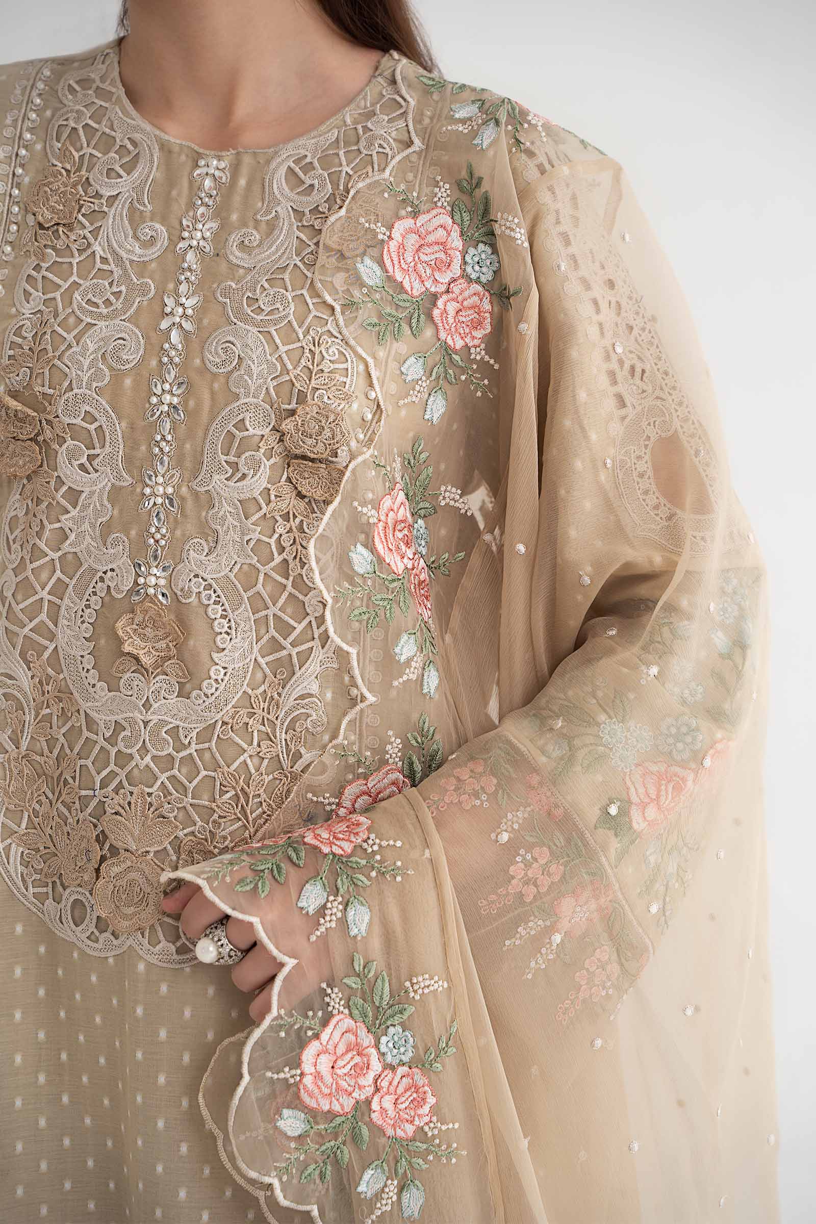 3 Piece Embroidered Broshia Suit | DS-2410-A - Image 5
