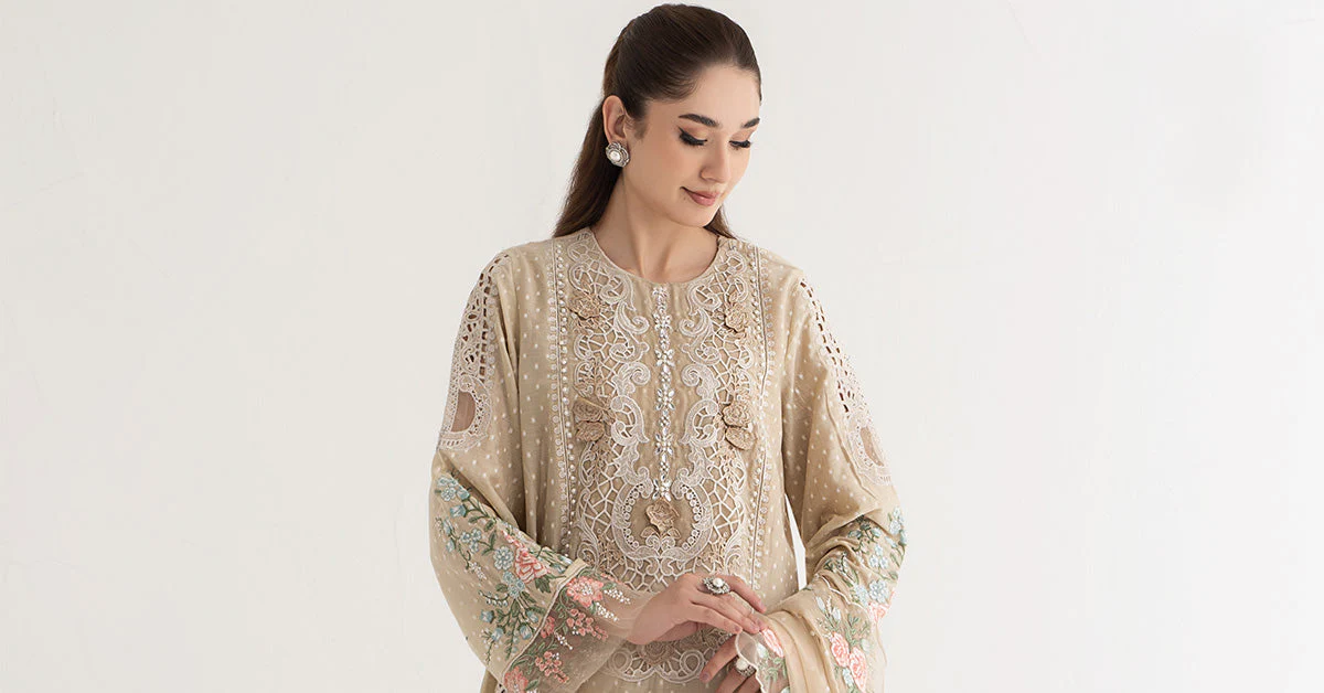 3 Piece Embroidered Broshia Suit | DS-2410-A - Image 8