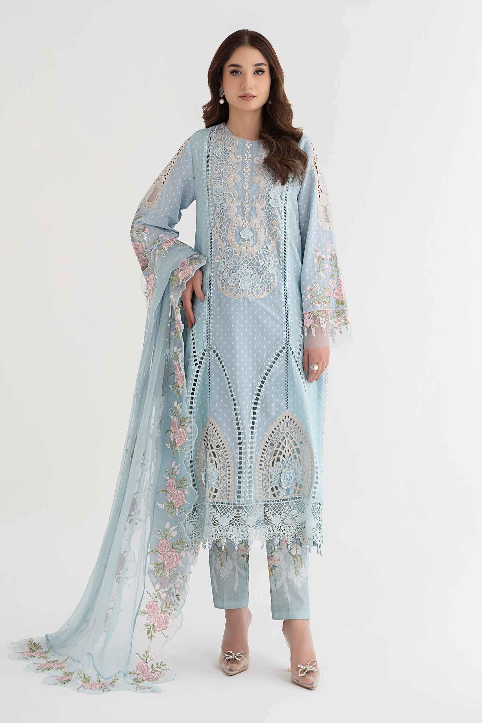 3 Piece Embroidered Broshia Suit | DS-2410-B