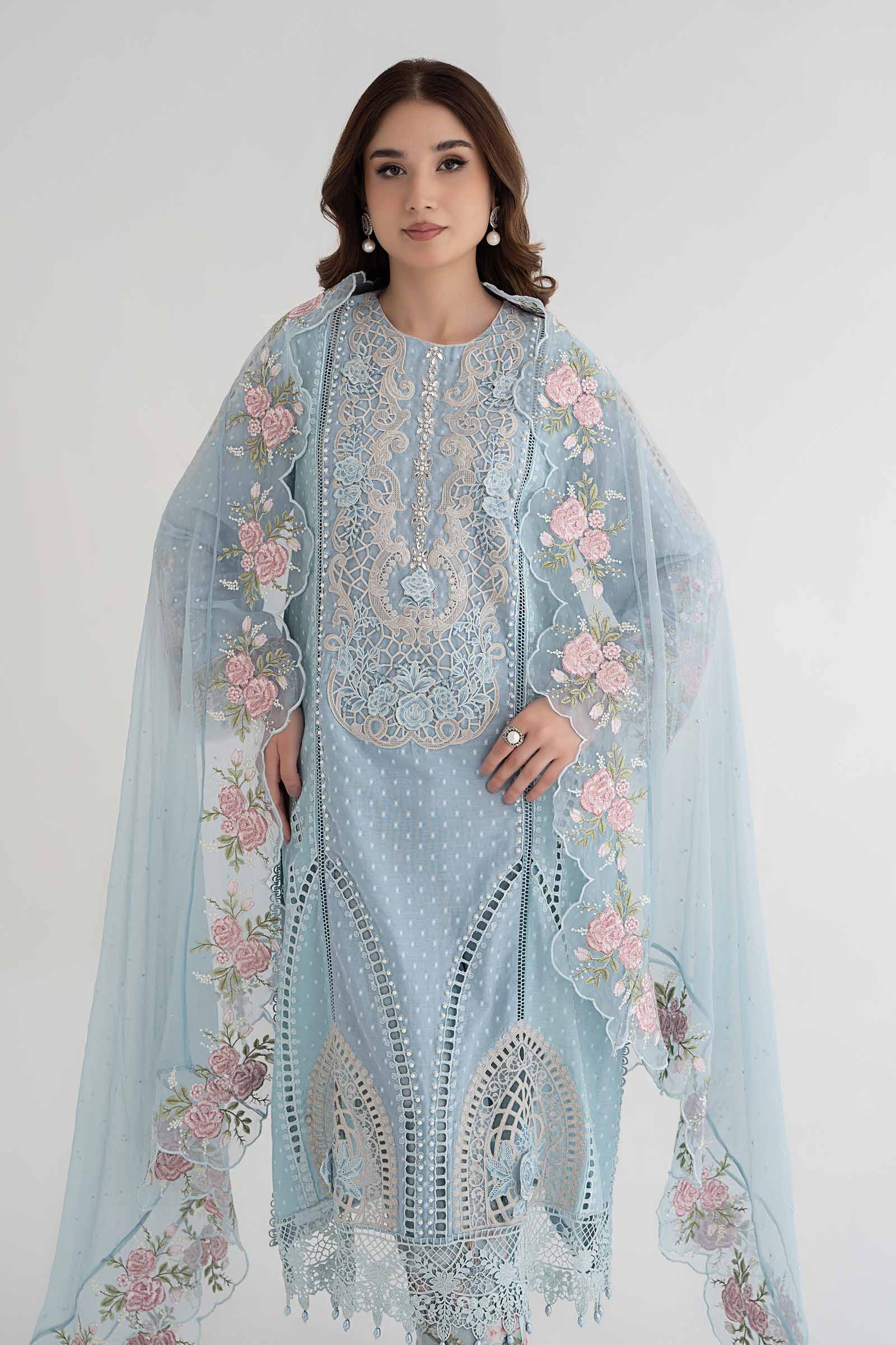 3 Piece Embroidered Broshia Suit | DS-2410-B - Image 2