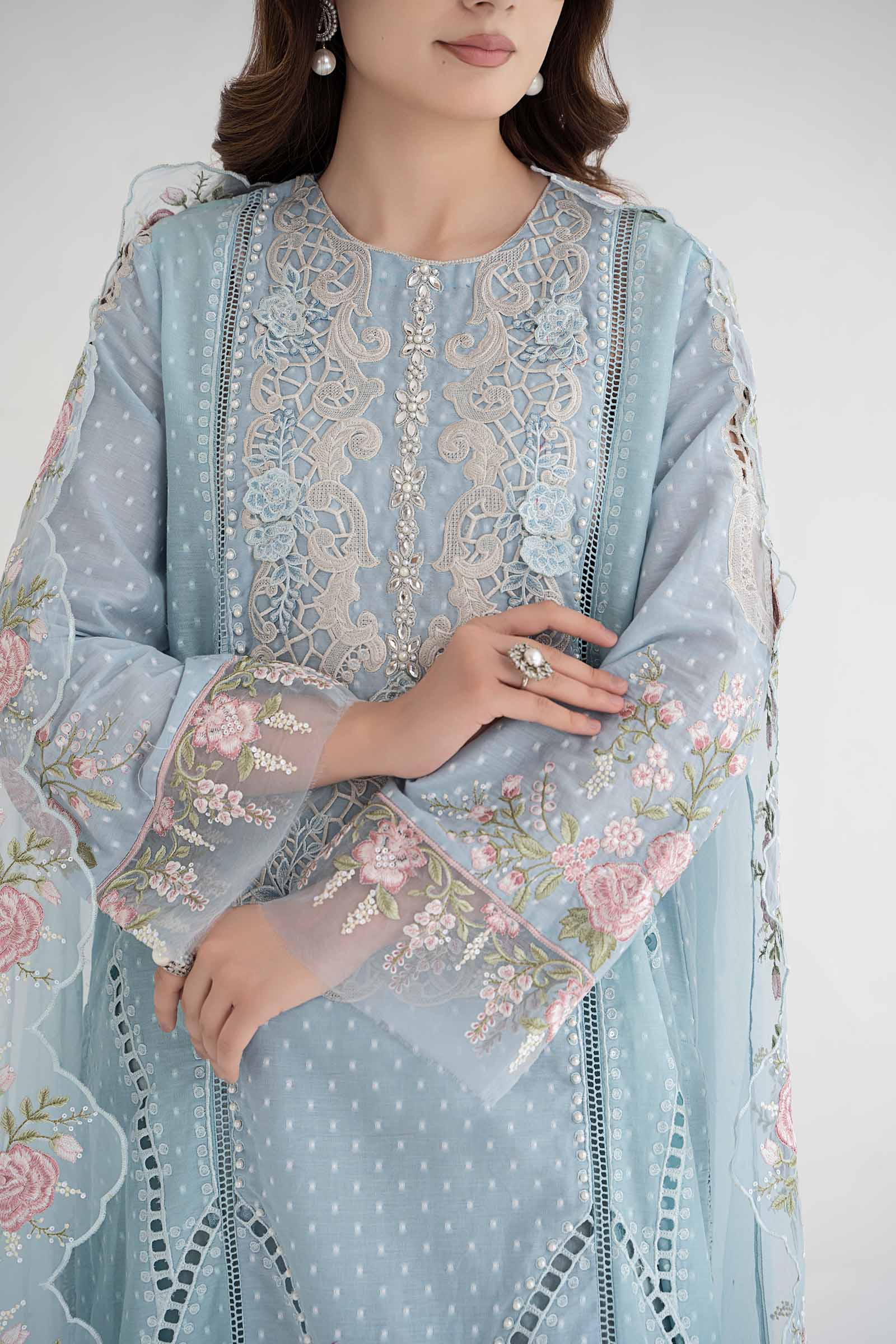 3 Piece Embroidered Broshia Suit | DS-2410-B - Image 4