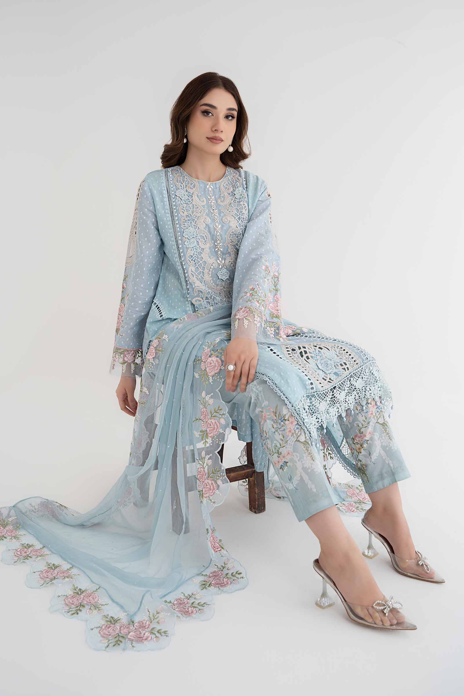 3 Piece Embroidered Broshia Suit | DS-2410-B - Image 5
