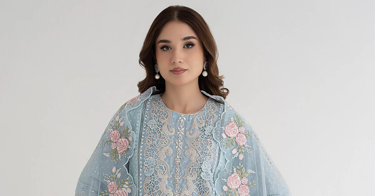 3 Piece Embroidered Broshia Suit | DS-2410-B - Image 8