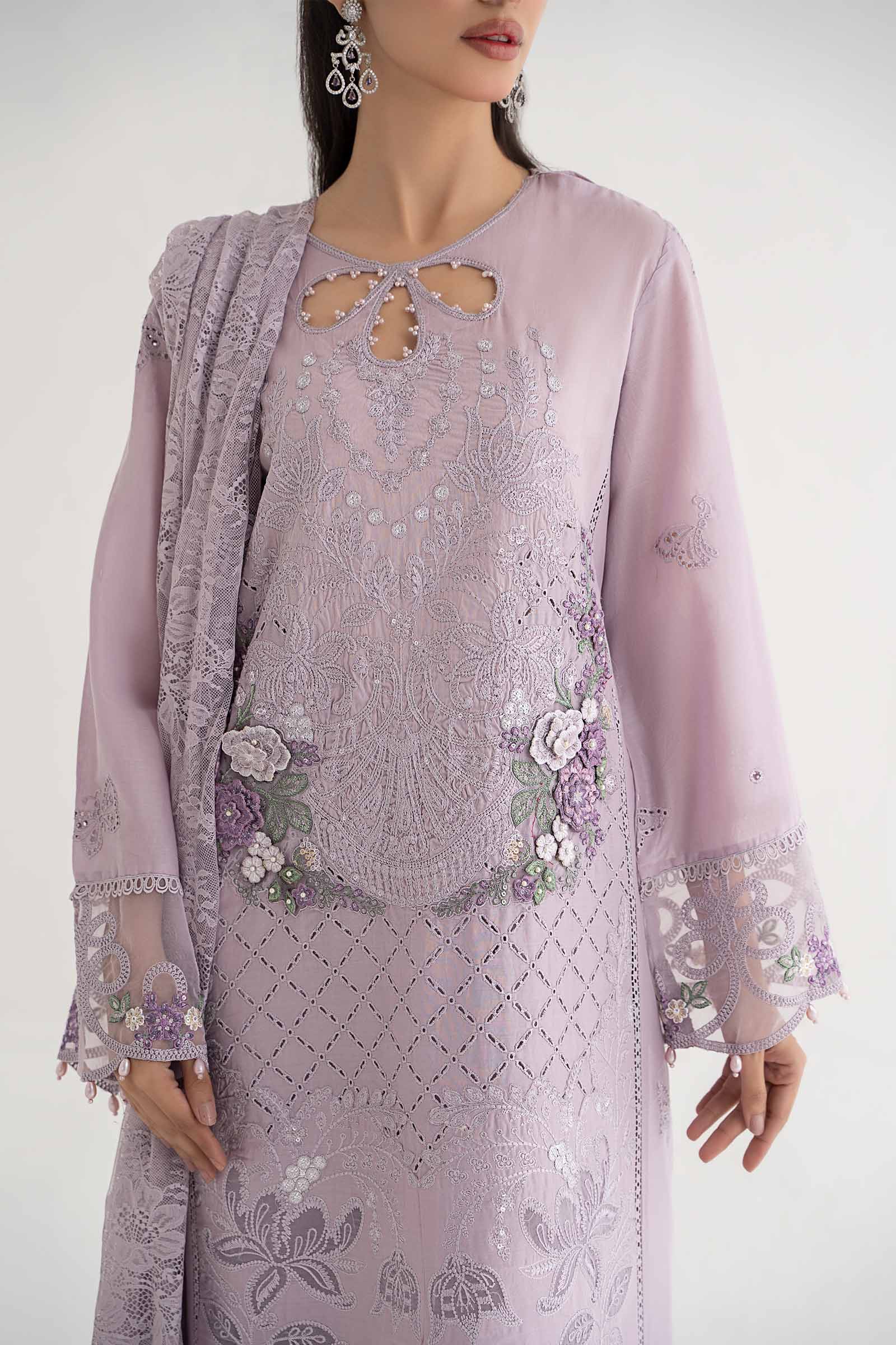 3 Piece Embroidered Lawn Suit | DS-2411-B - Image 3