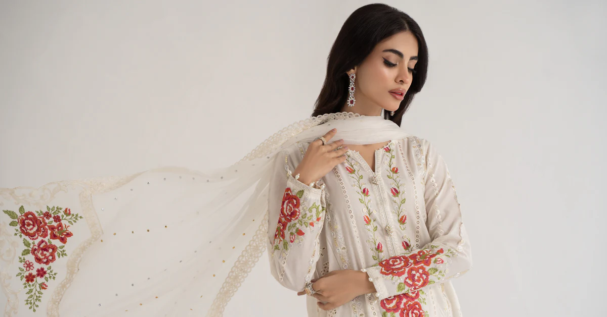 3 Piece Embroidered Lawn Suit | DS-2412-A - Image 10