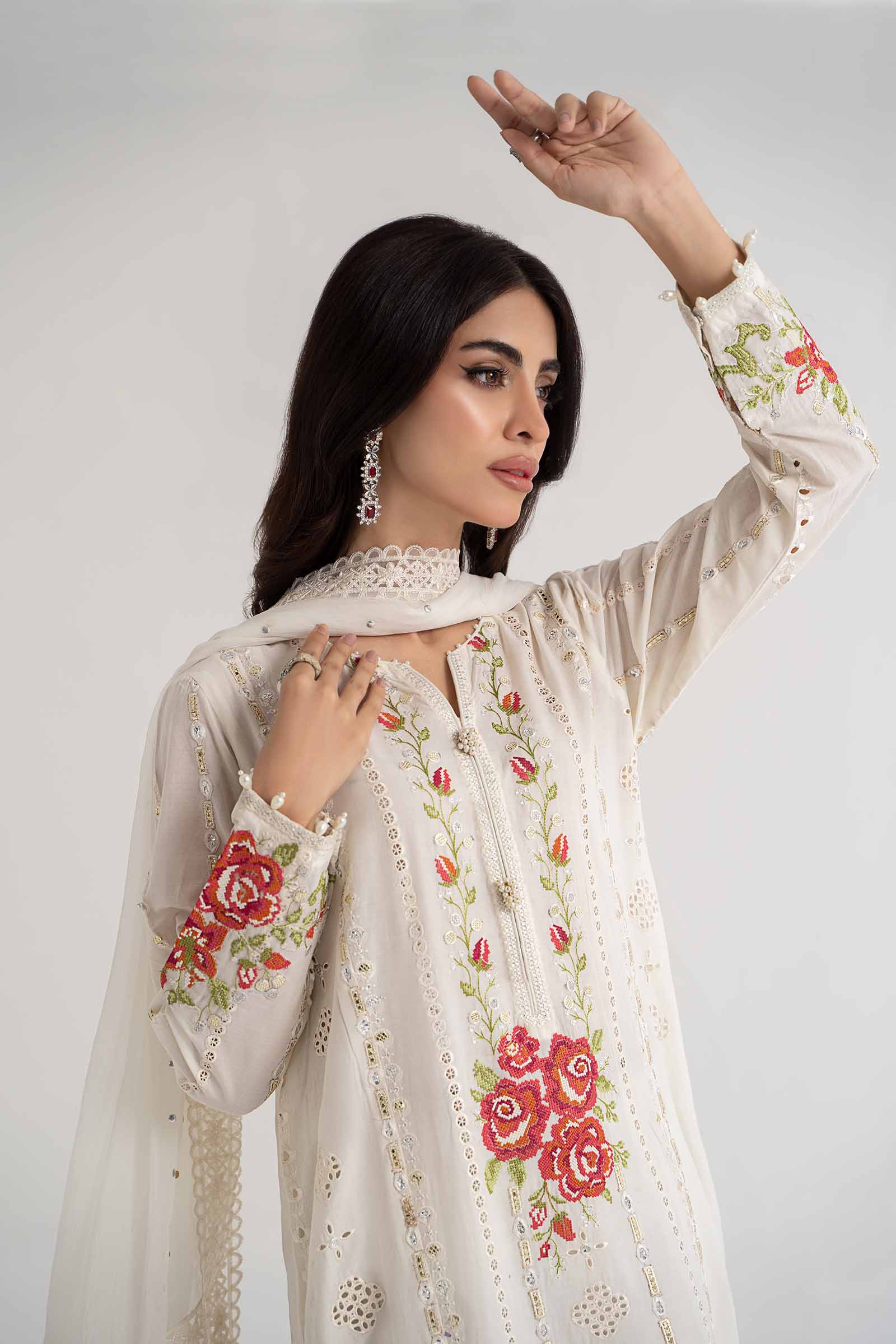 3 Piece Embroidered Lawn Suit | DS-2412-A - Image 3