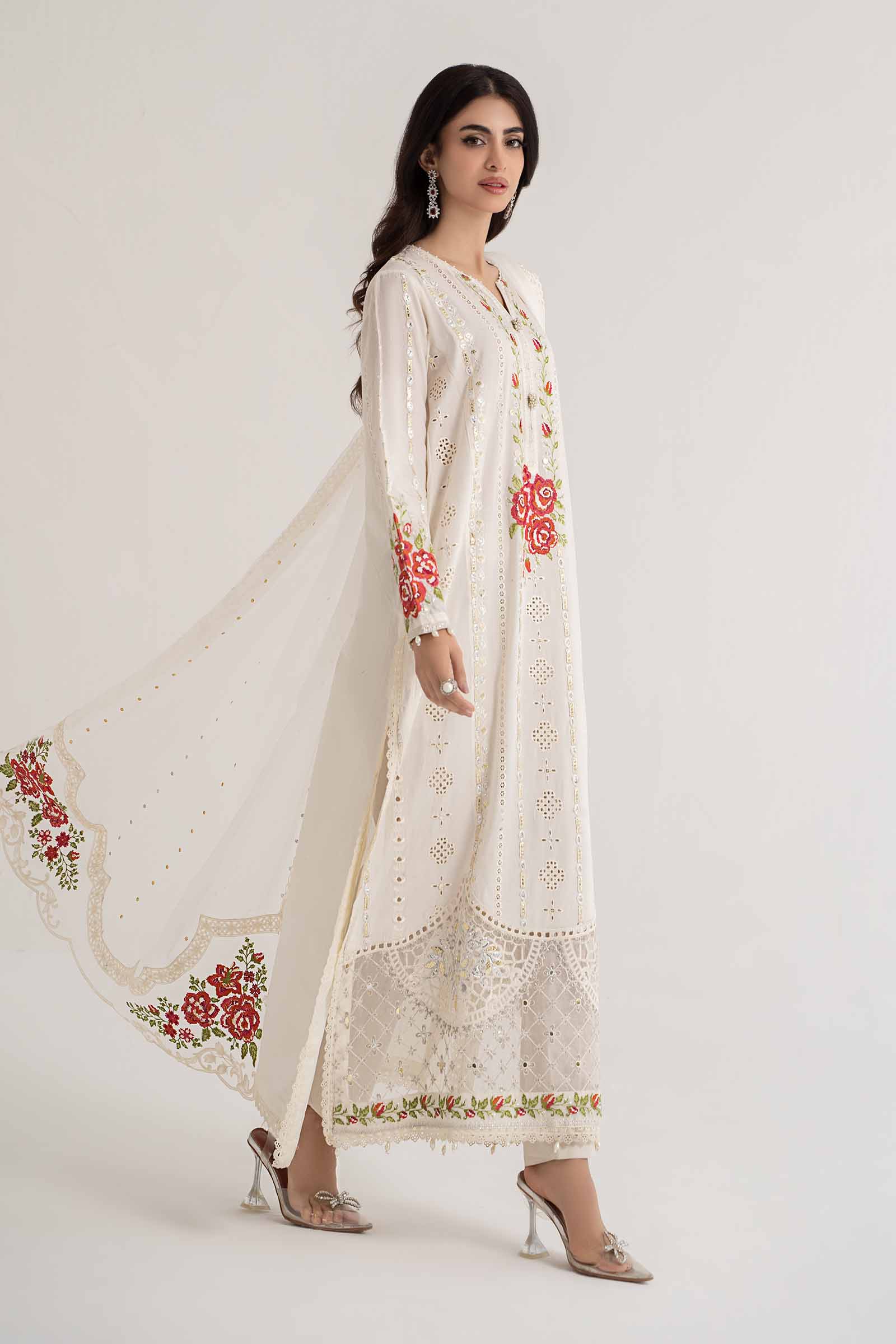3 Piece Embroidered Lawn Suit | DS-2412-A - Image 5