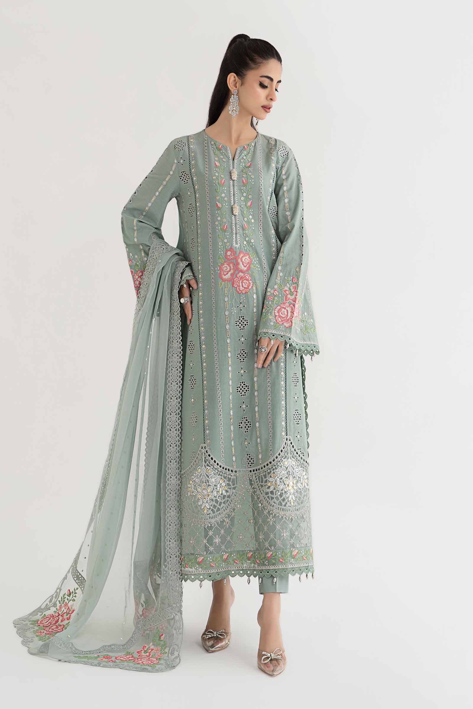 3 Piece Embroidered Lawn Suit | DS-2412-B