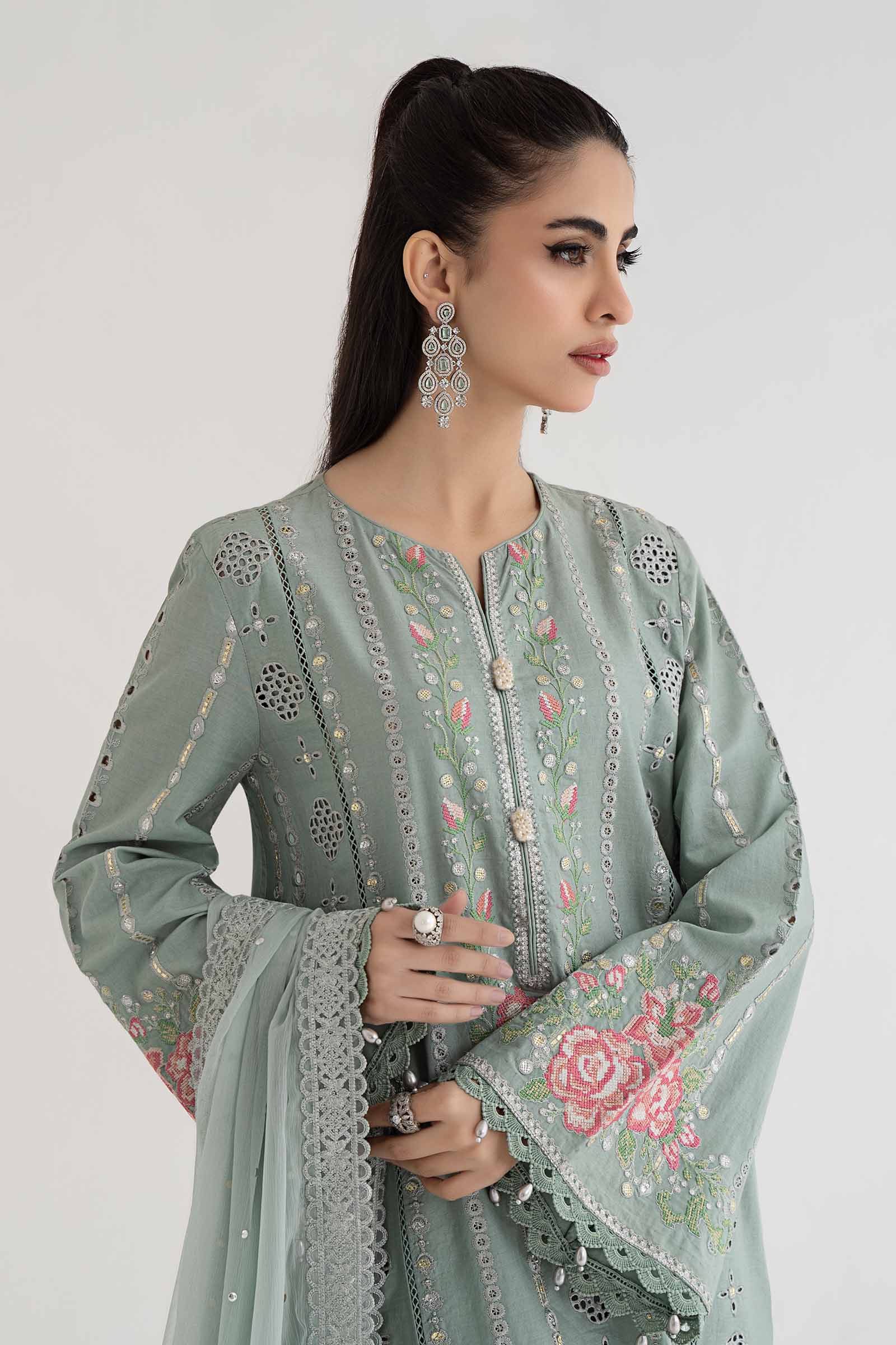 3 Piece Embroidered Lawn Suit | DS-2412-B - Image 2