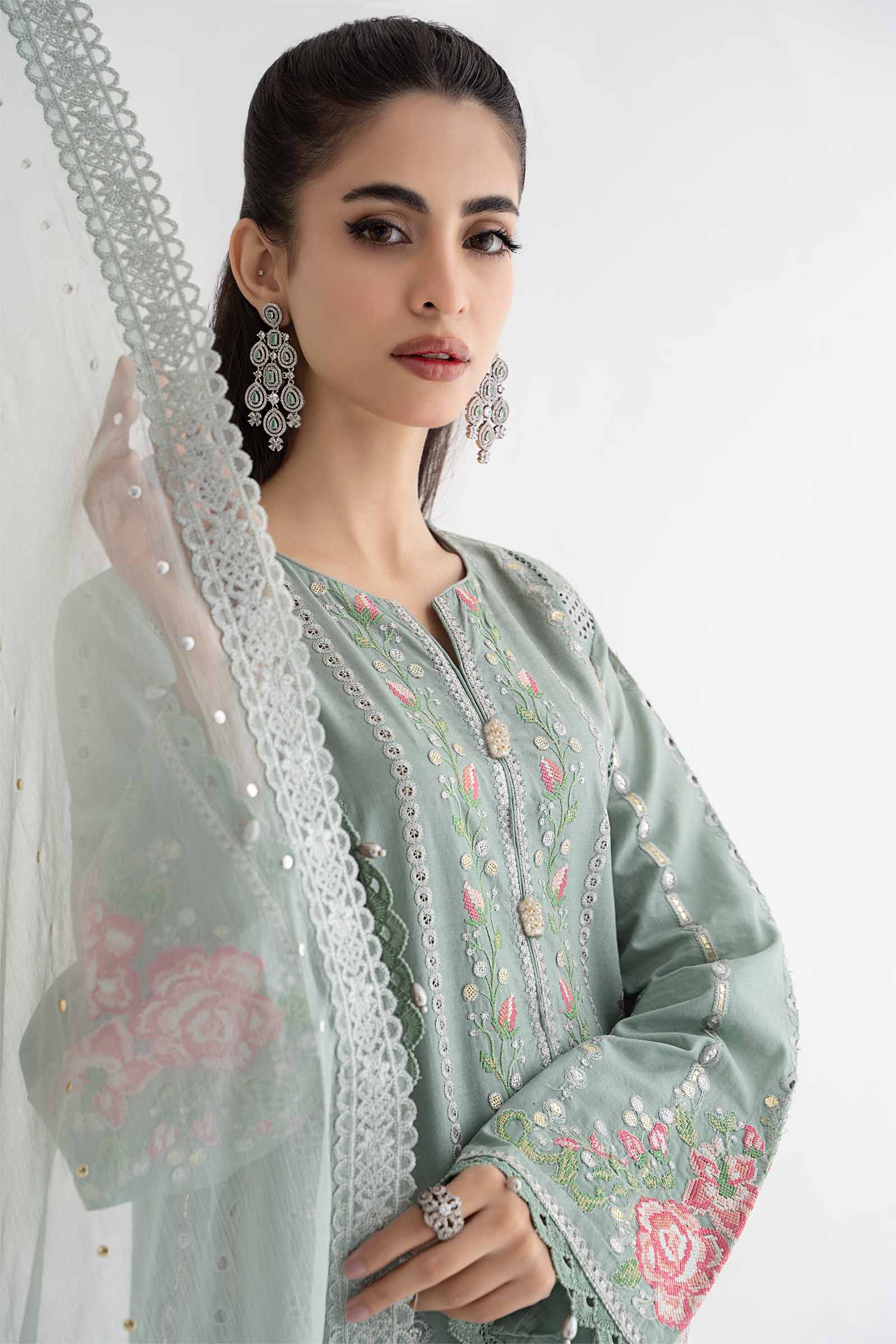 3 Piece Embroidered Lawn Suit | DS-2412-B - Image 3