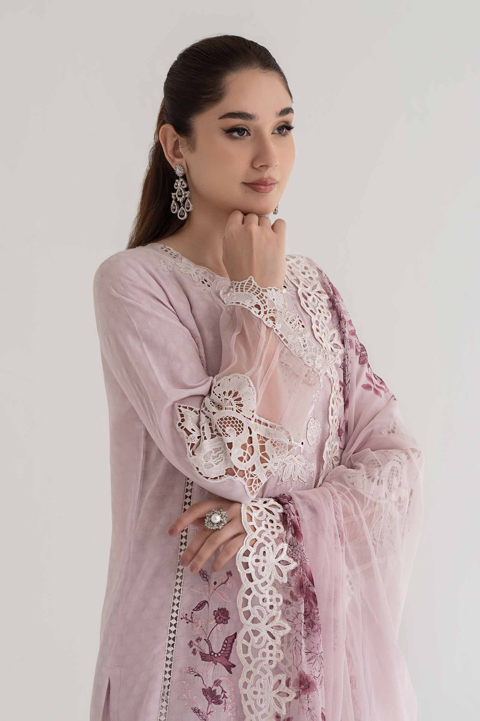 3 Piece Embroidered Dobby Lawn Suit | DS-2414-A - Image 3