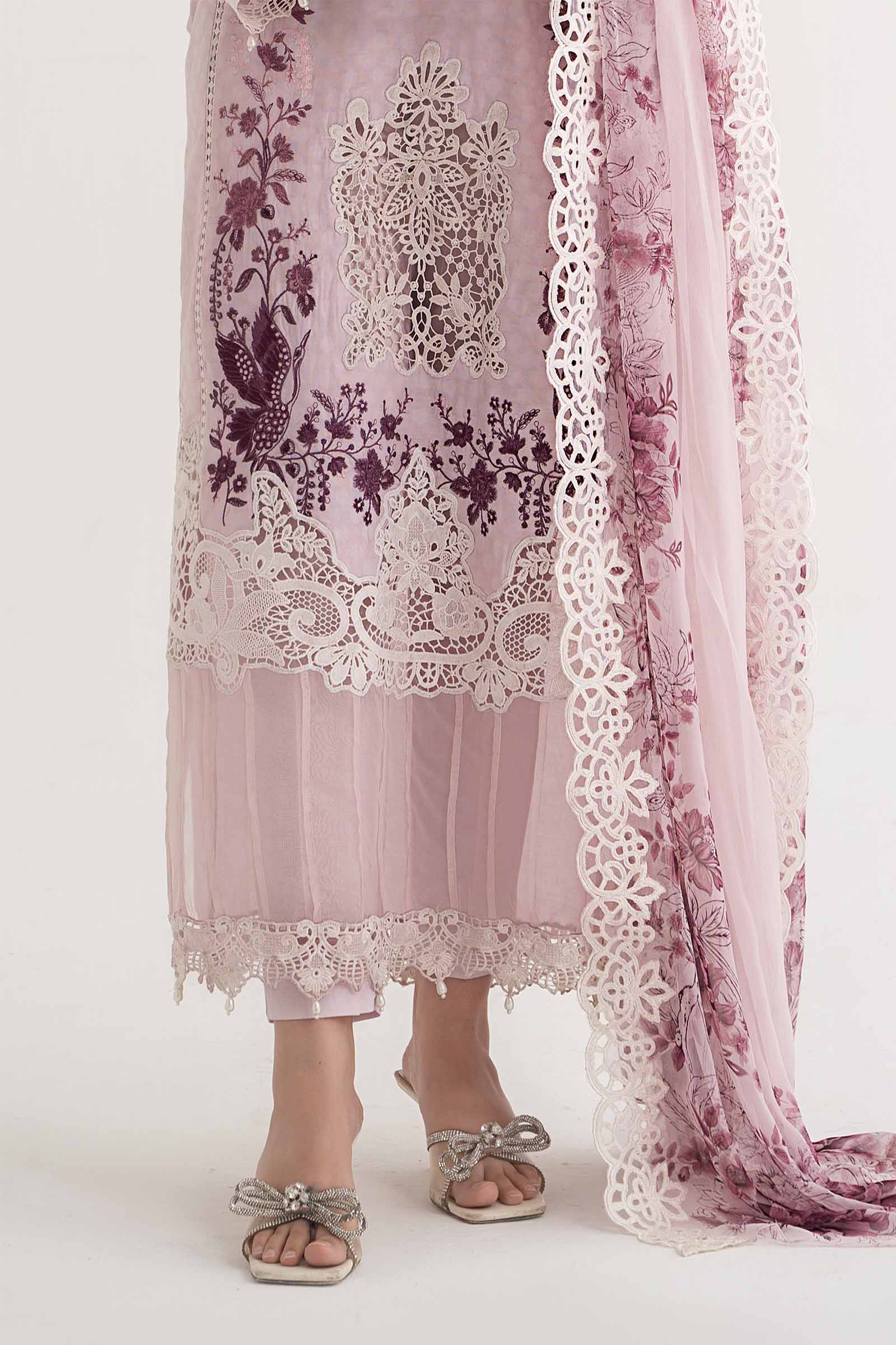 3 Piece Embroidered Dobby Lawn Suit | DS-2414-A - Image 4