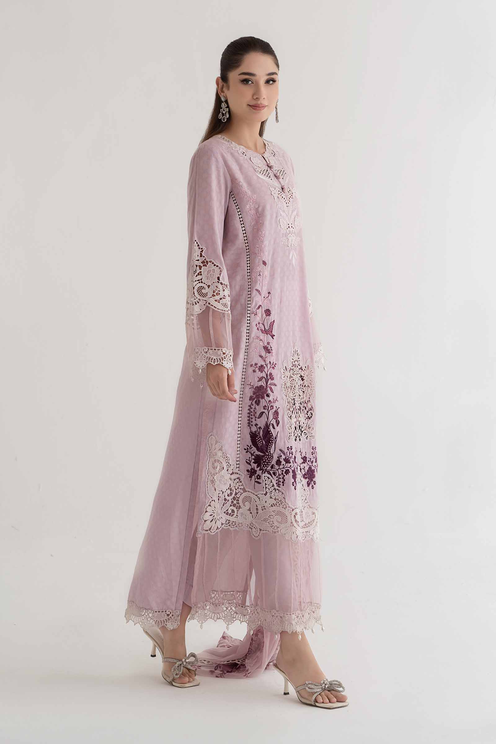 3 Piece Embroidered Dobby Lawn Suit | DS-2414-A - Image 6