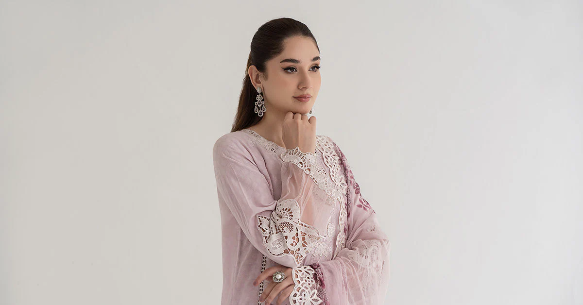 3 Piece Embroidered Dobby Lawn Suit | DS-2414-A - Image 8