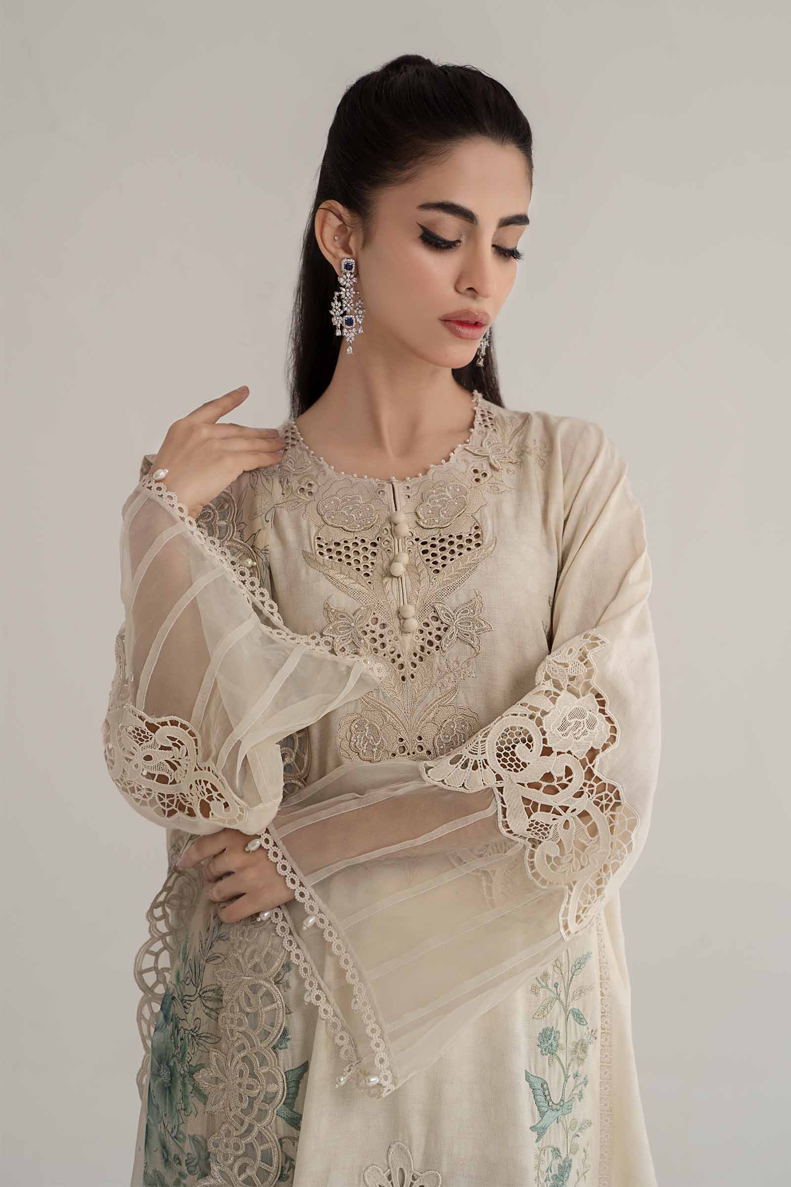 3 Piece Embroidered Dobby Lawn Suit | DS-2414-B - Image 2