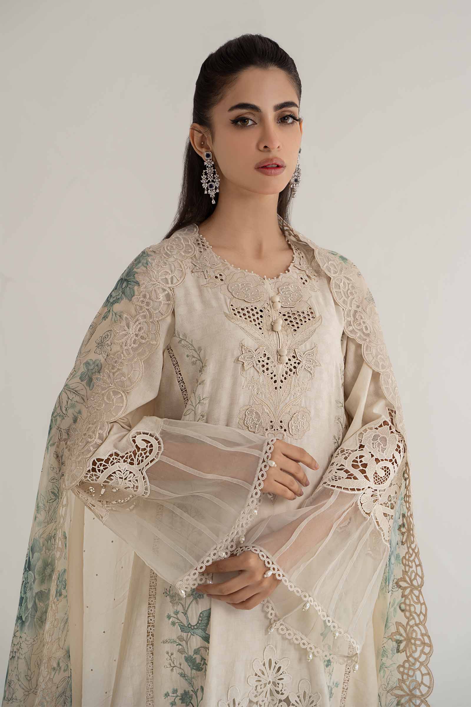 3 Piece Embroidered Dobby Lawn Suit | DS-2414-B - Image 3