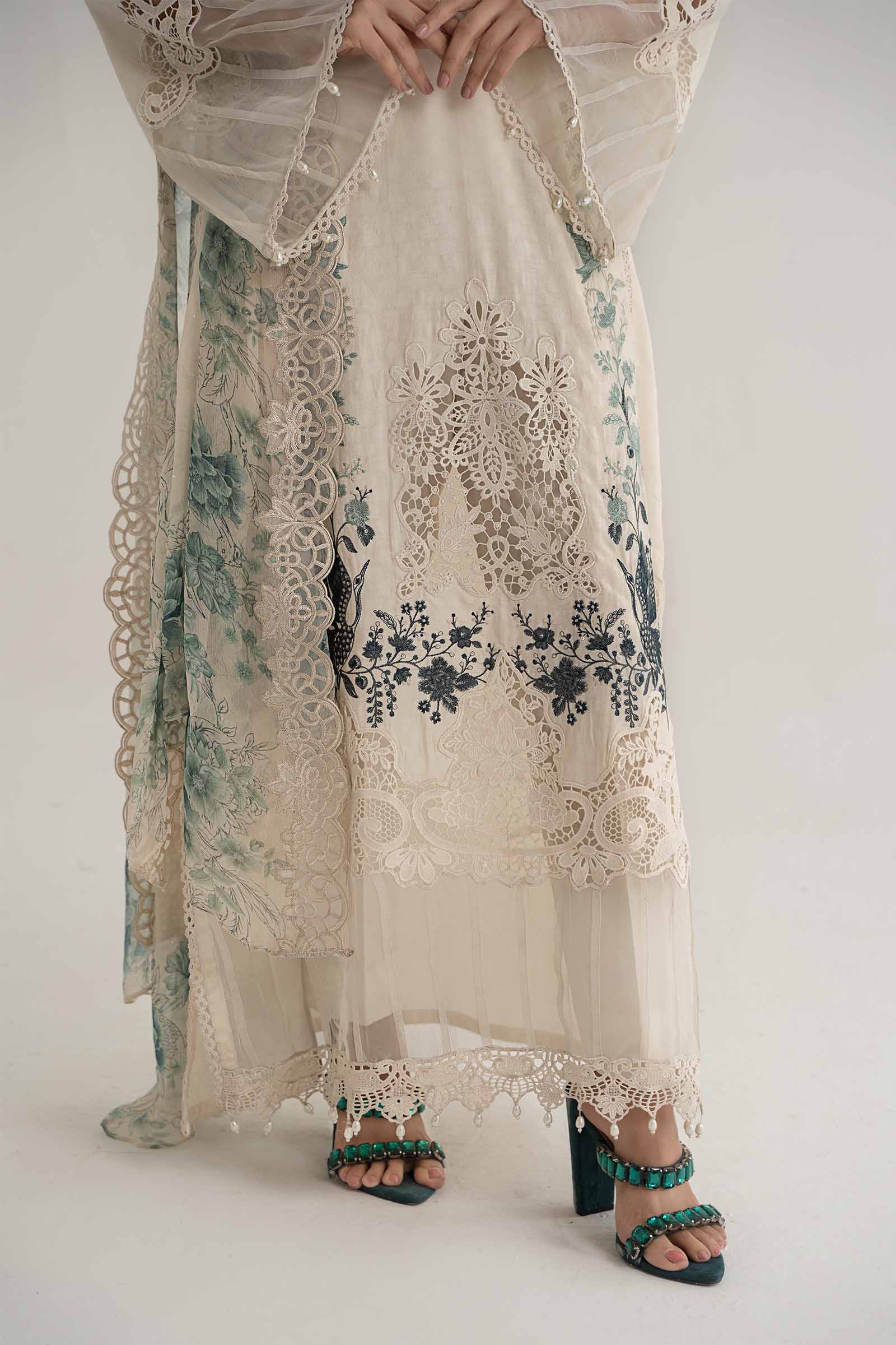 3 Piece Embroidered Dobby Lawn Suit | DS-2414-B - Image 4