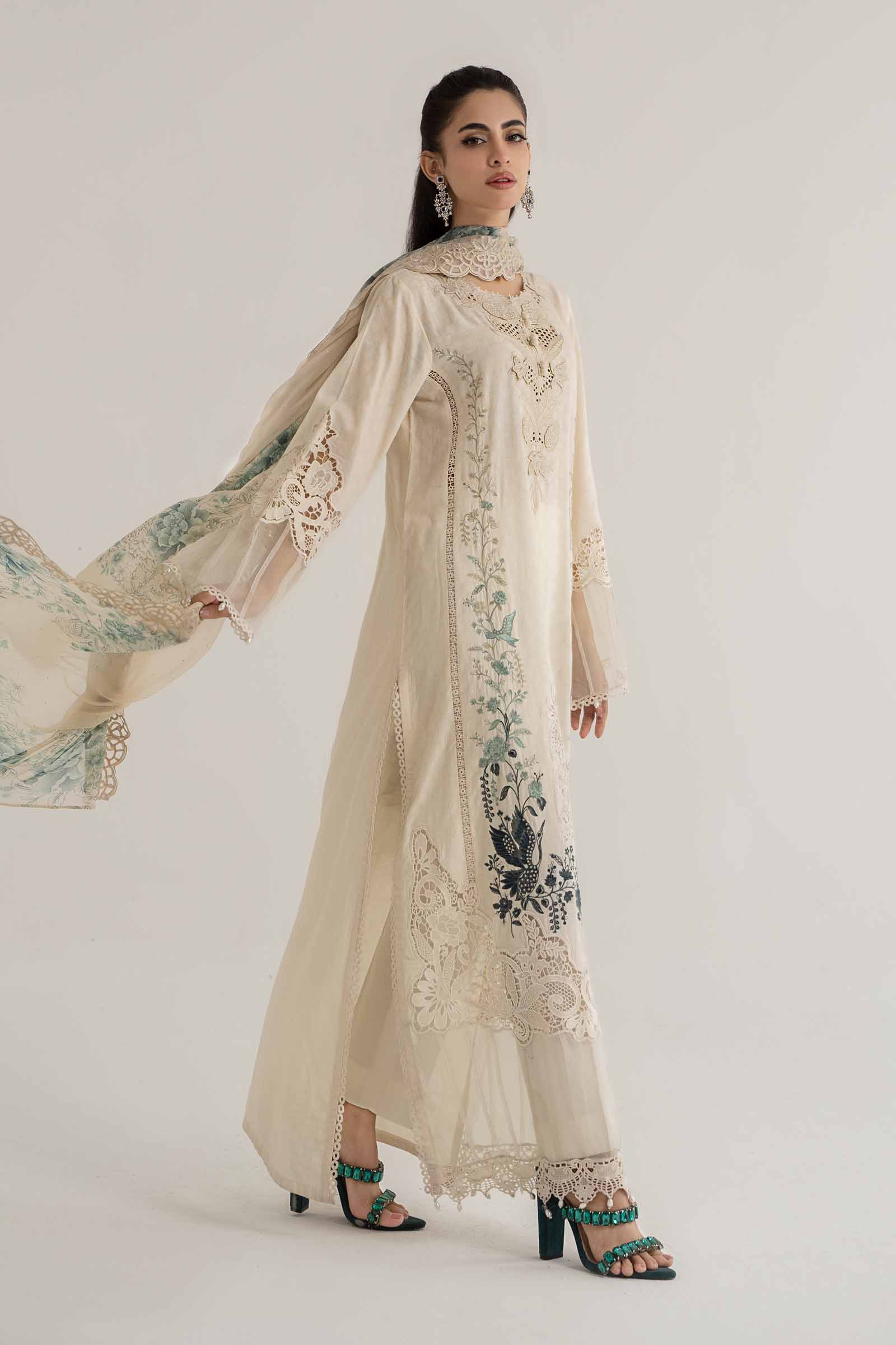3 Piece Embroidered Dobby Lawn Suit | DS-2414-B - Image 6