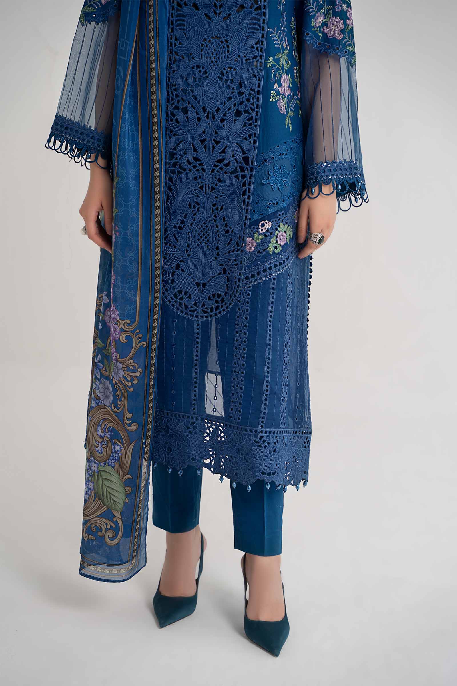 3 Piece Embroidered Lawn Suit | DS-2415-A - Image 3