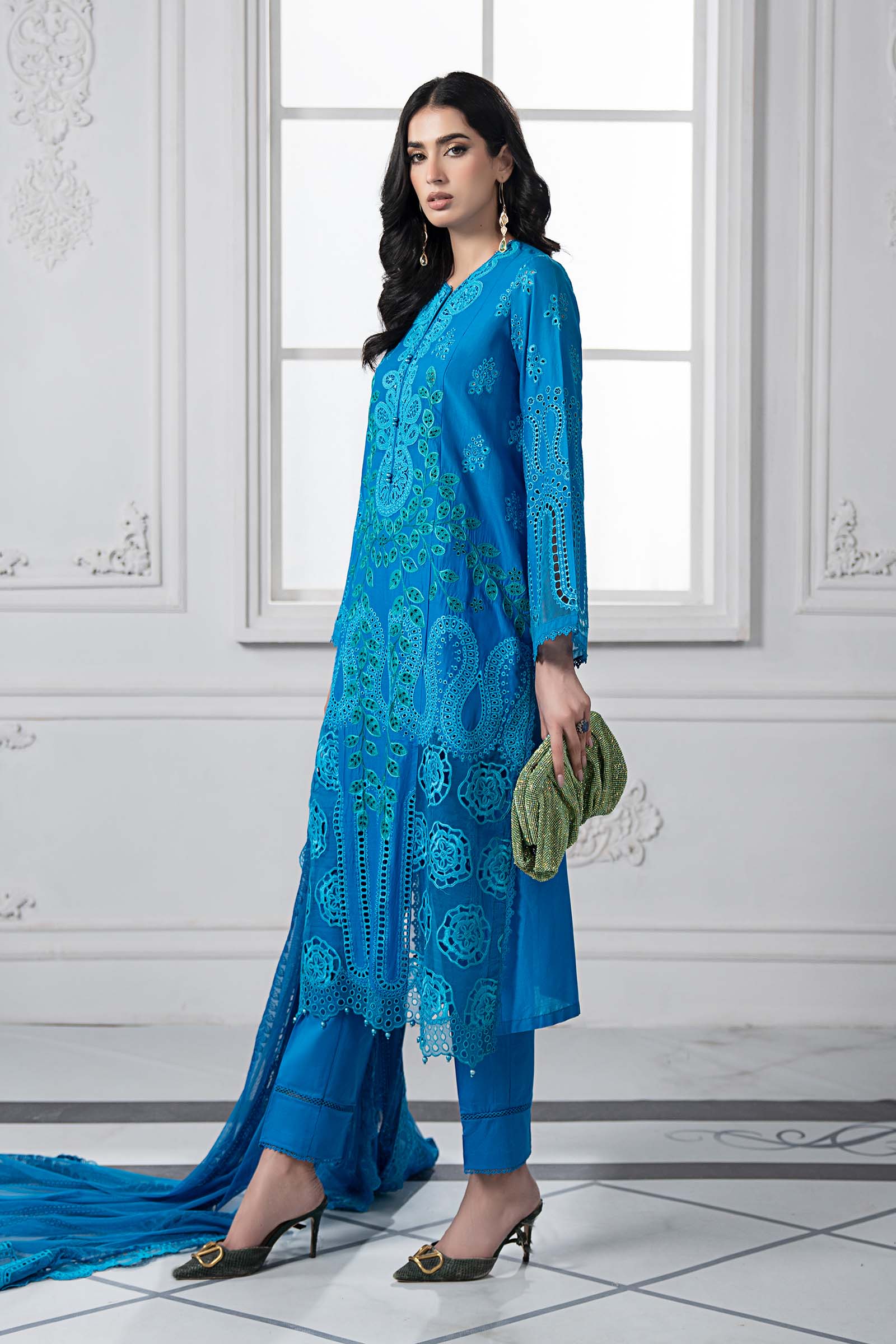 3 Piece Embroidered Lawn Suit | DS-2503-B - Image 6