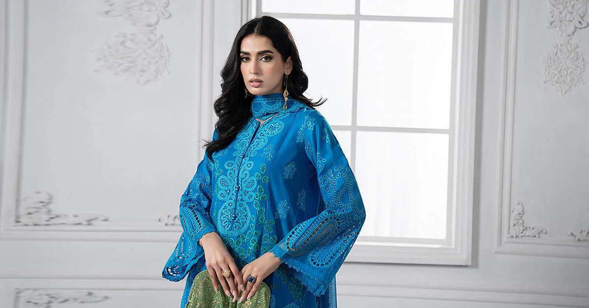3 Piece Embroidered Lawn Suit | DS-2503-B - Image 8