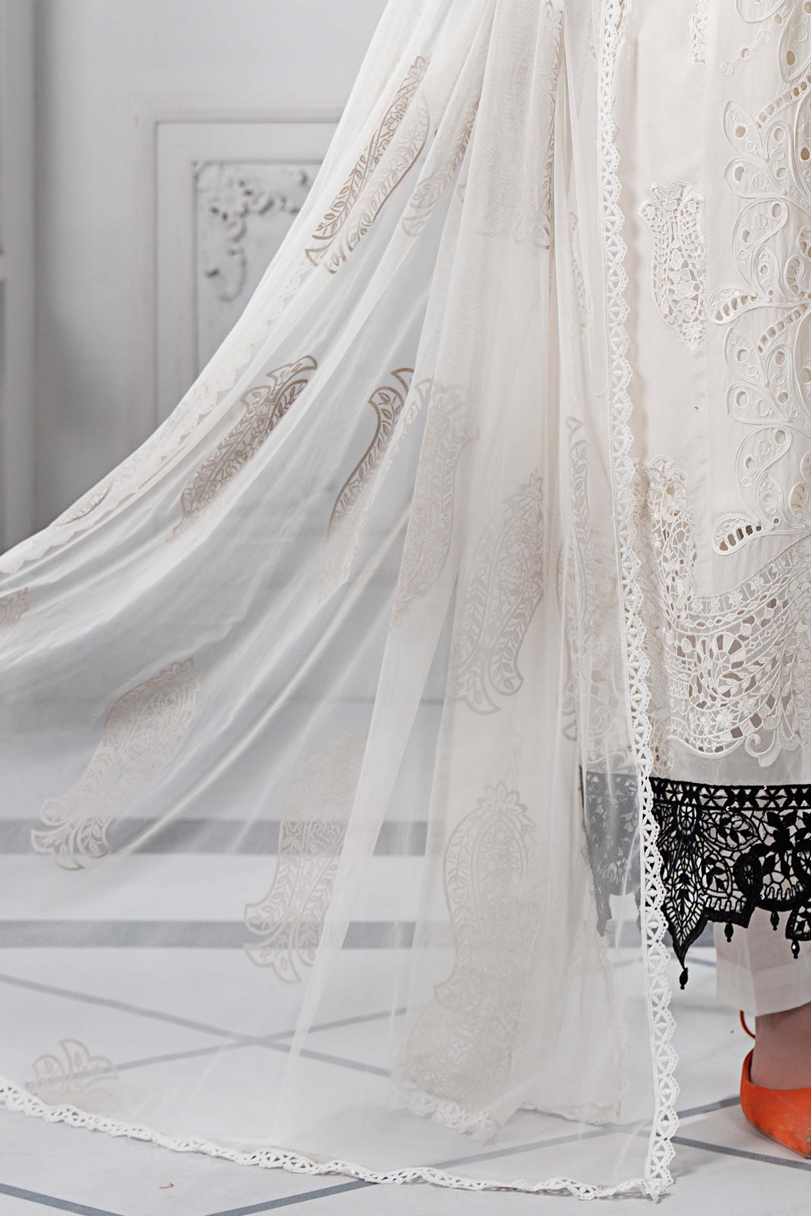 3 Piece Embroidered Paper Cotton Suit | DS-2505-A - Image 6