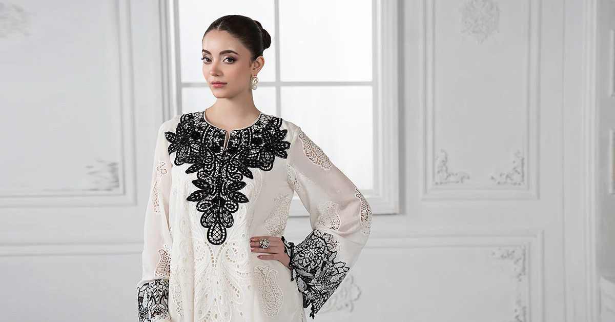 3 Piece Embroidered Paper Cotton Suit | DS-2505-A - Image 9