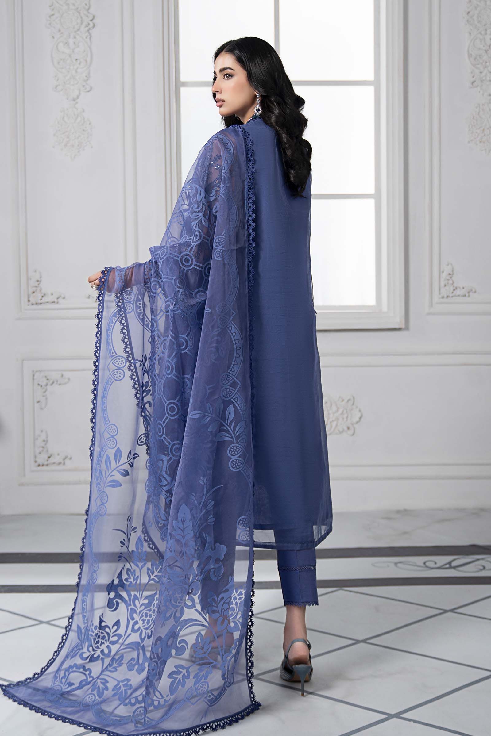 3 Piece Embroidered Organza Suit | DS-2506-B - Image 8