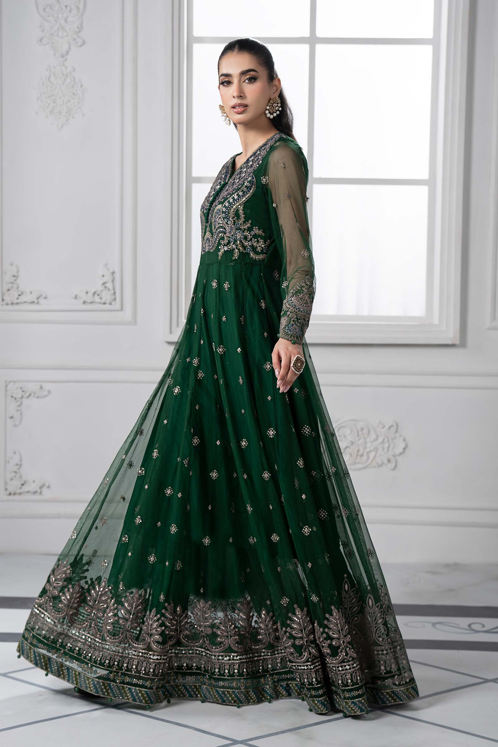 3 Piece Embroidered Net Suit | DS-2507-A - Image 4