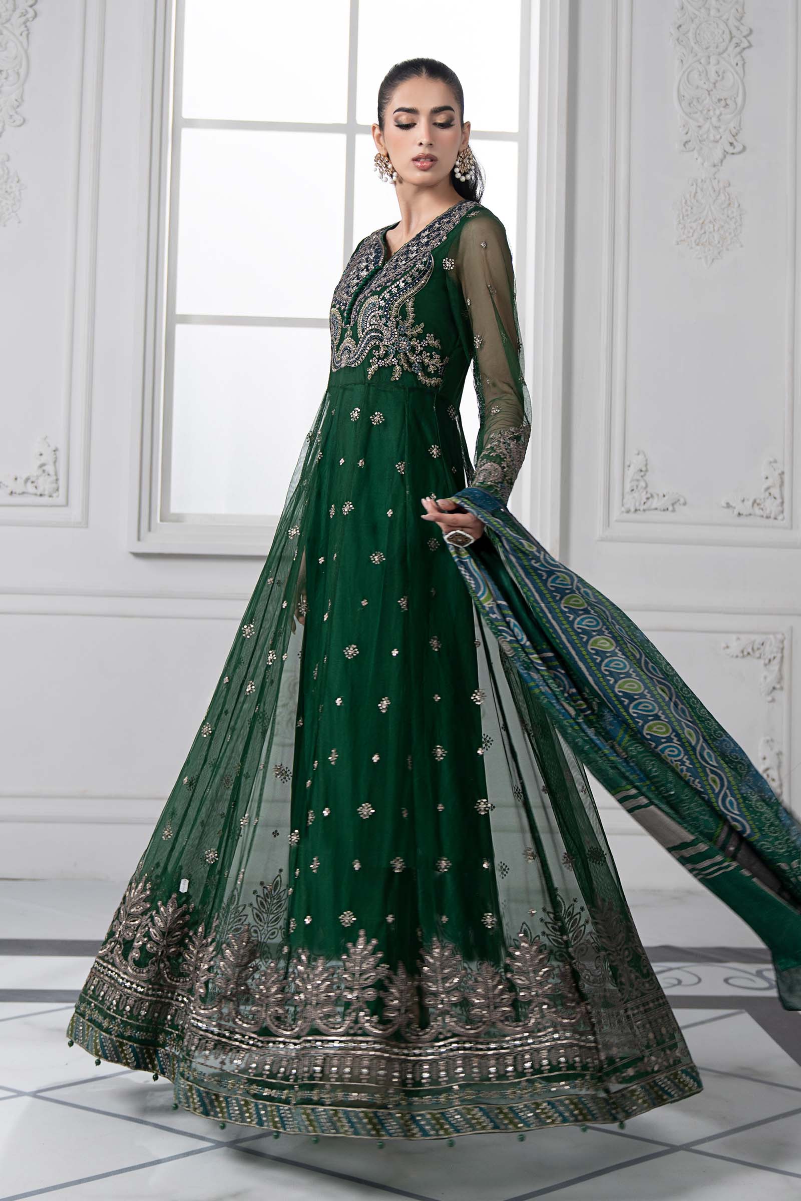 3 Piece Embroidered Net Suit | DS-2507-A - Image 5