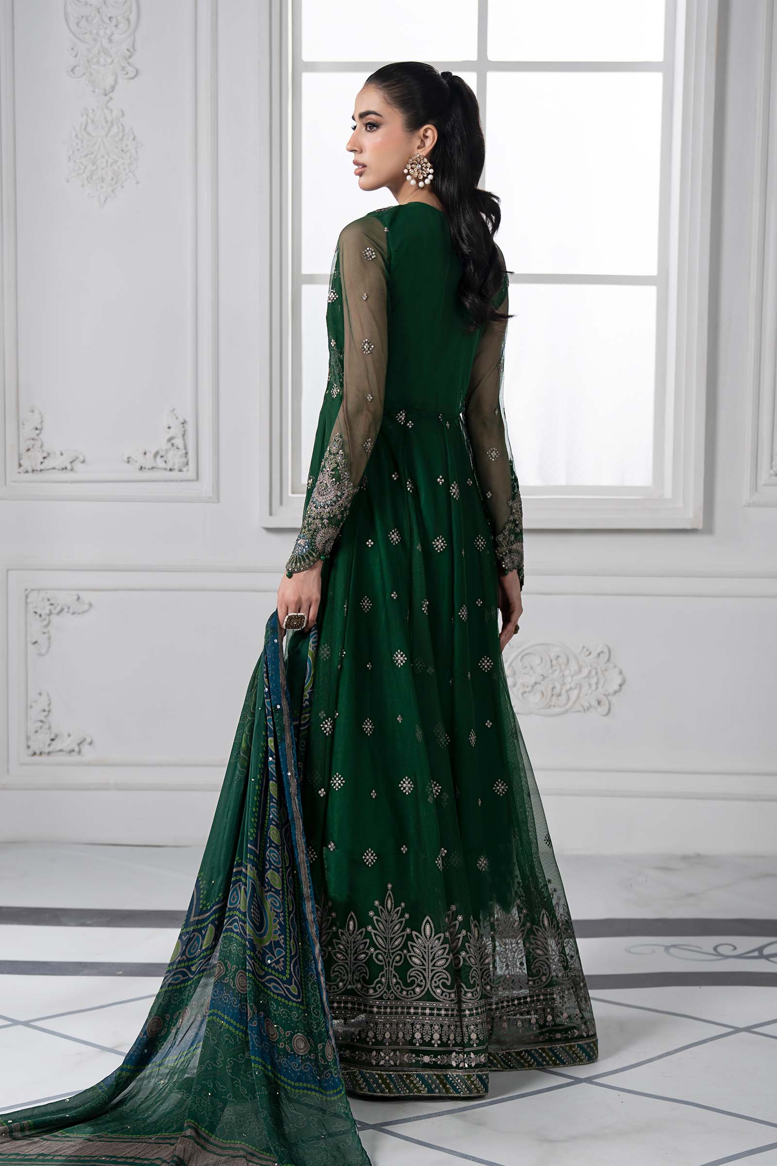 3 Piece Embroidered Net Suit | DS-2507-A - Image 6