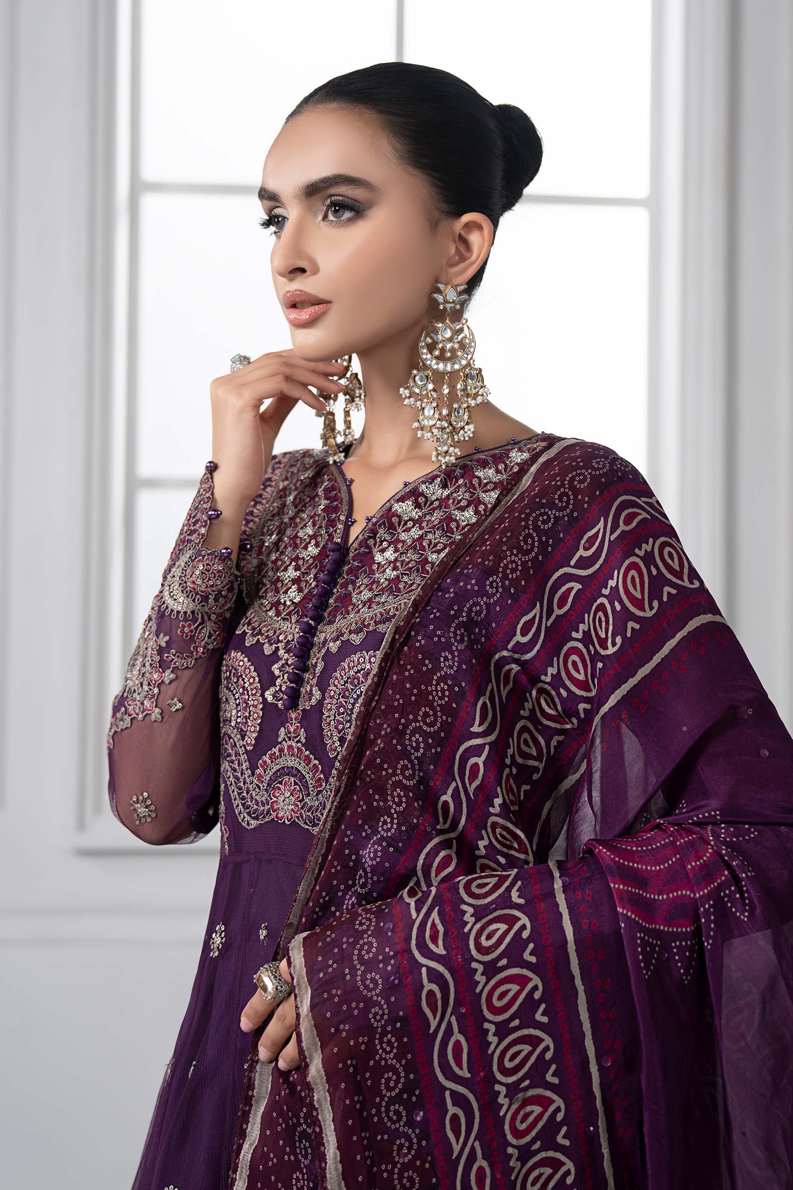 3 Piece Embroidered Net Suit | DS-2507-B - Image 2