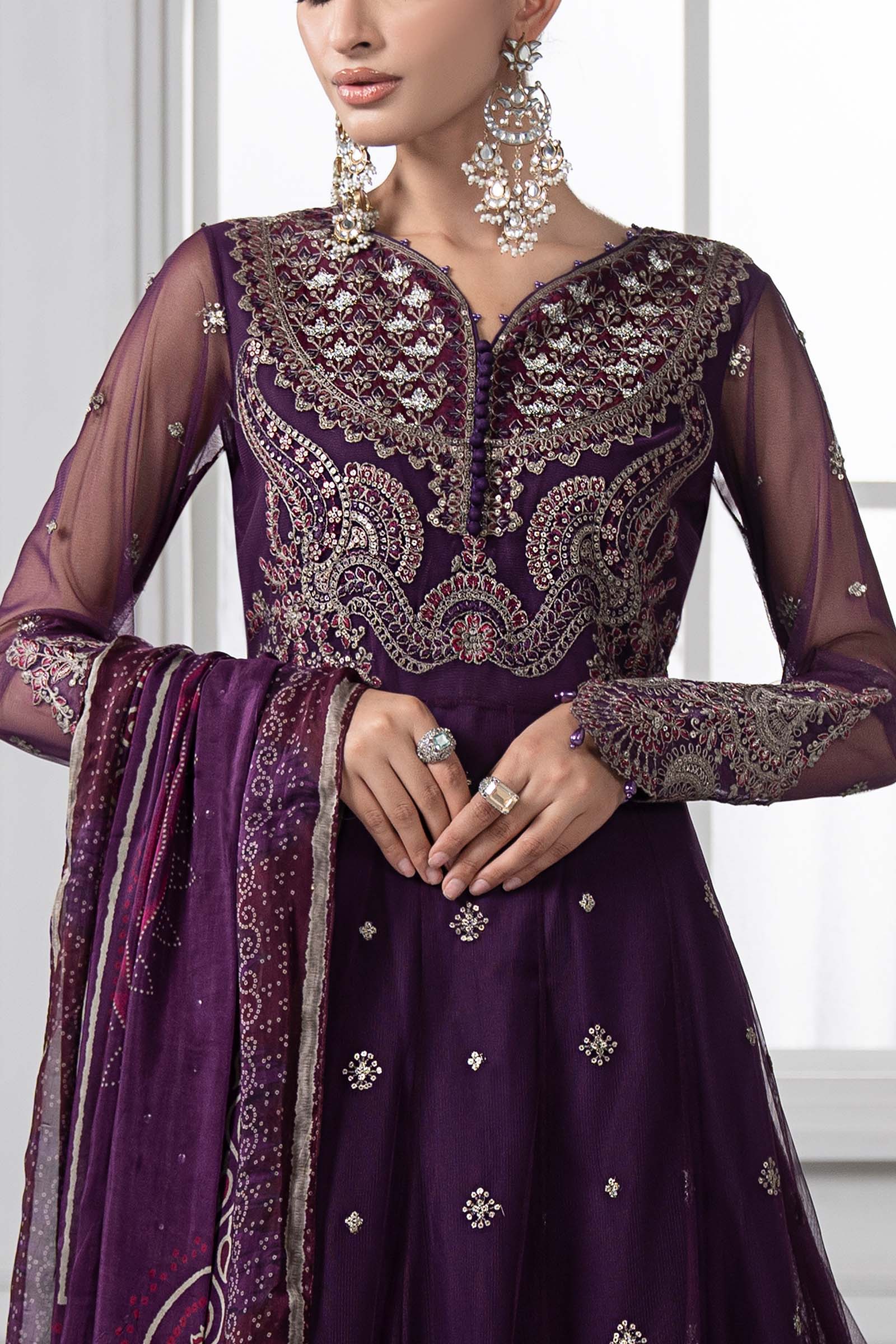 3 Piece Embroidered Net Suit | DS-2507-B - Image 3