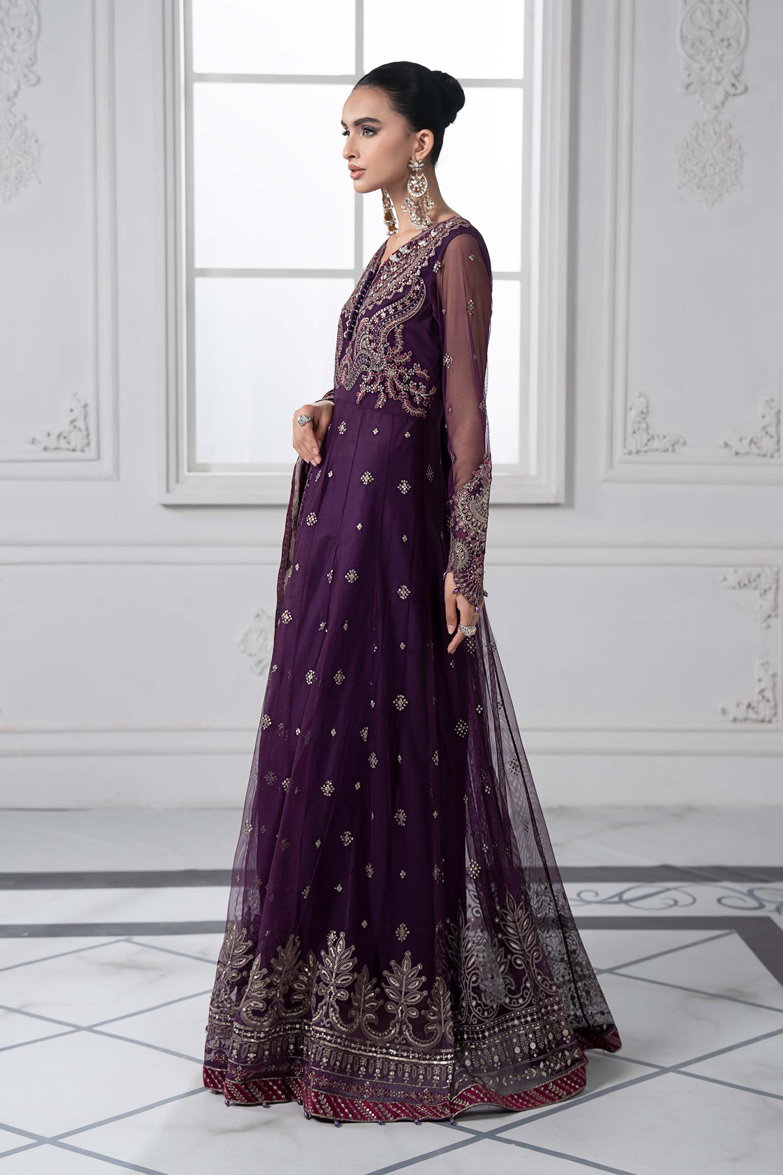 3 Piece Embroidered Net Suit | DS-2507-B - Image 6