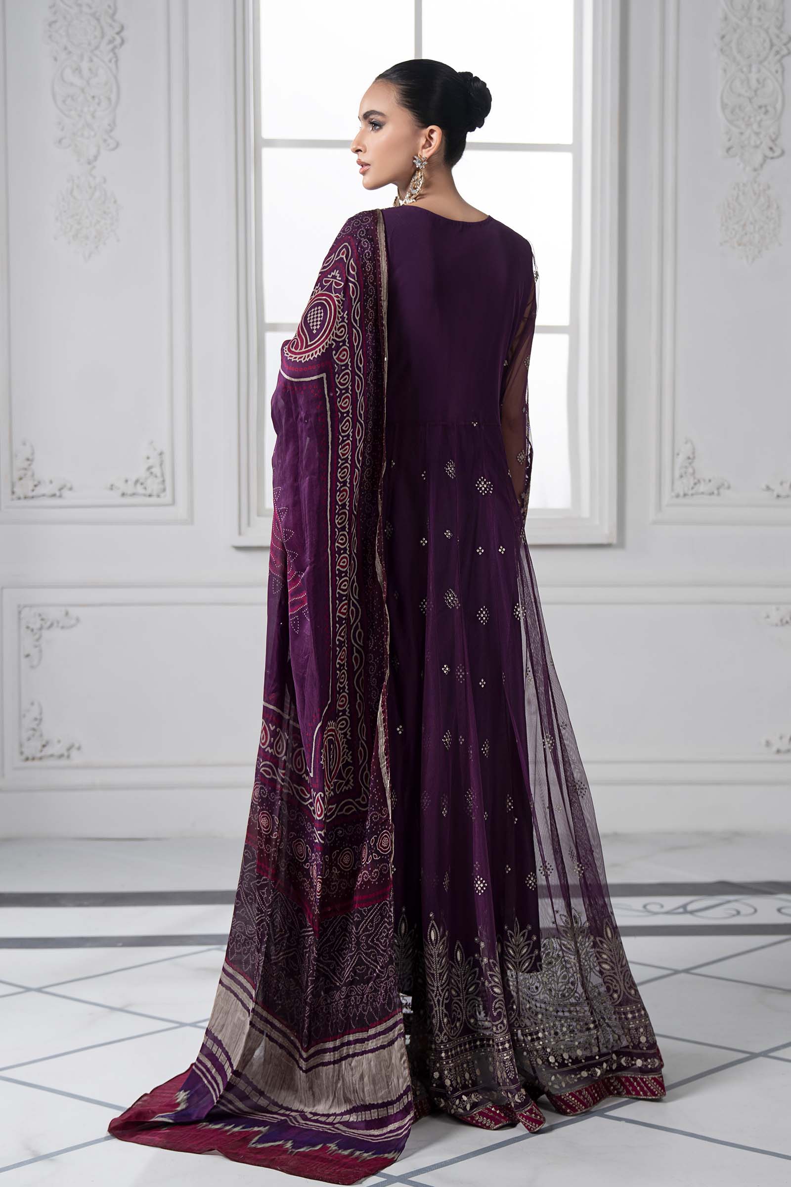 3 Piece Embroidered Net Suit | DS-2507-B - Image 8